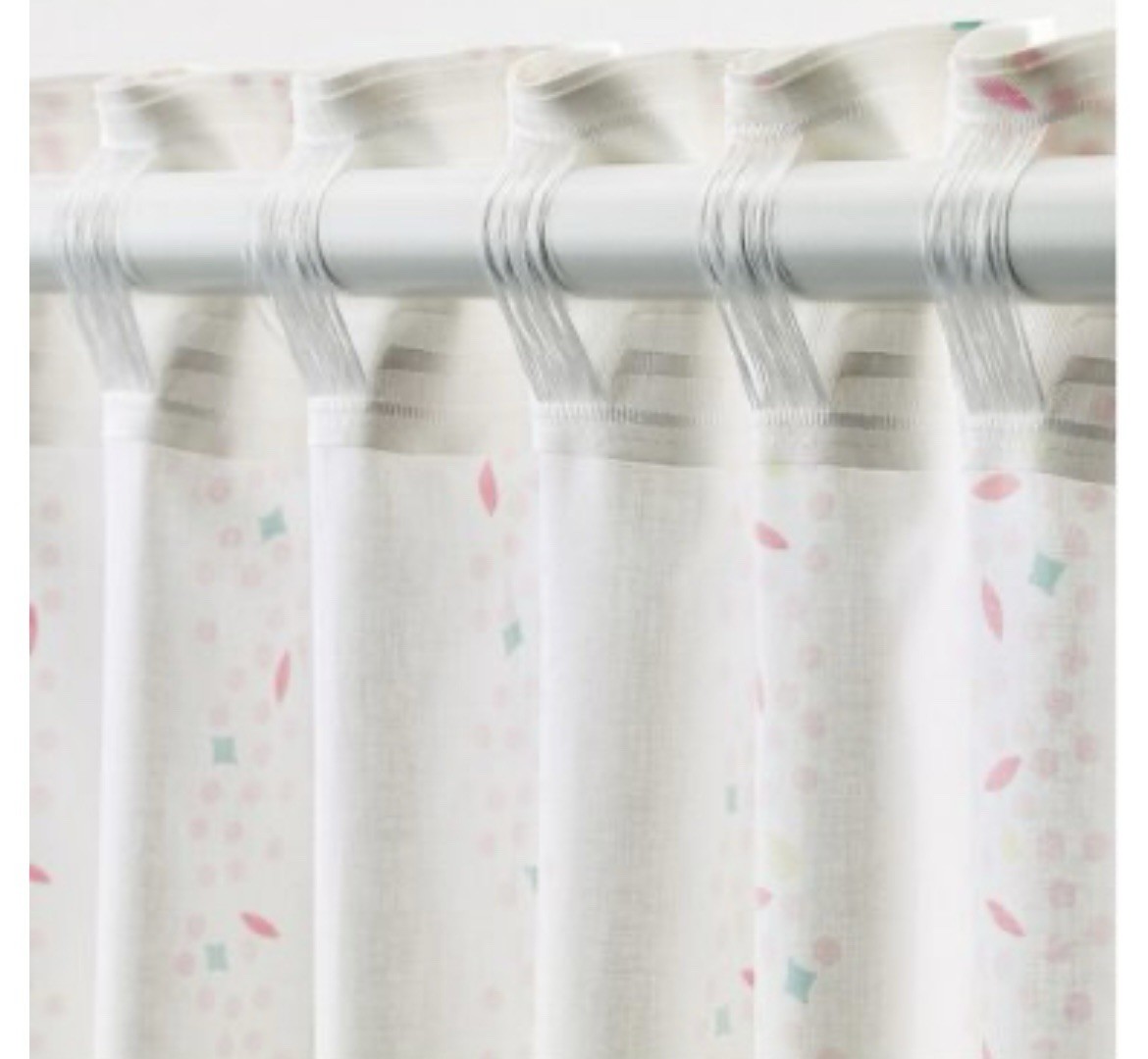 IKEA LATTJO Curtain Panels 47″ x 98″ White Multi Dots New