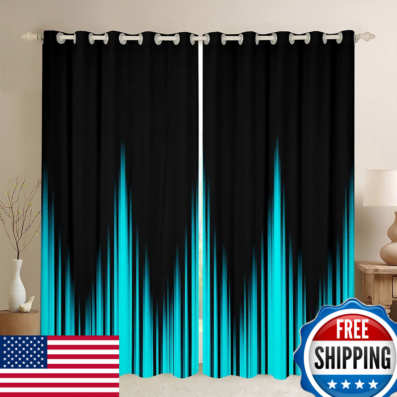 Feelyou Kids Turquoise Teal Blue And Dark Window Curtains Vintage Ombre