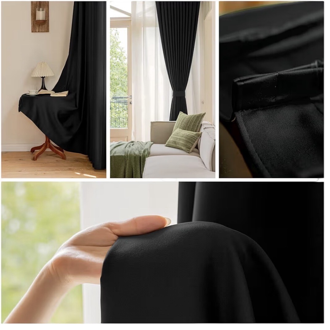 OYRING Blackout Pinch Pleat Curtain Panel 38×63 Black Thermal Insulated 1 Panel