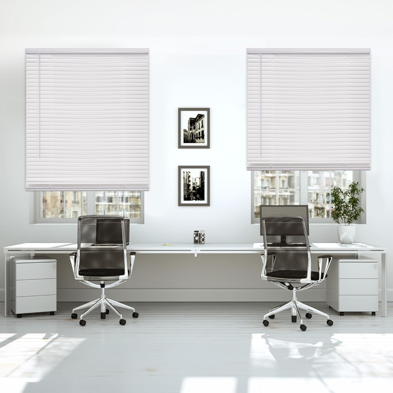Cordless 1″ Mini Blind with Flexible Slats, 52″ W x 64″ H, Pearl White