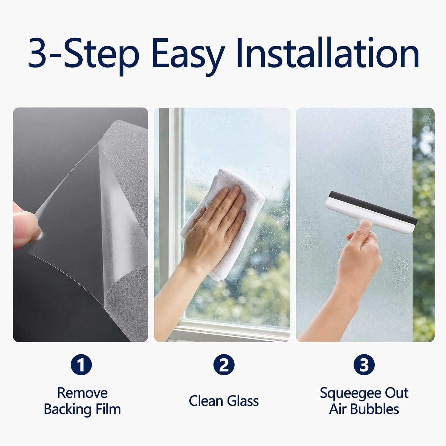 Frosted Window Privacy Film Static Cling Glass Film 17.5″ X 6.5′ | No