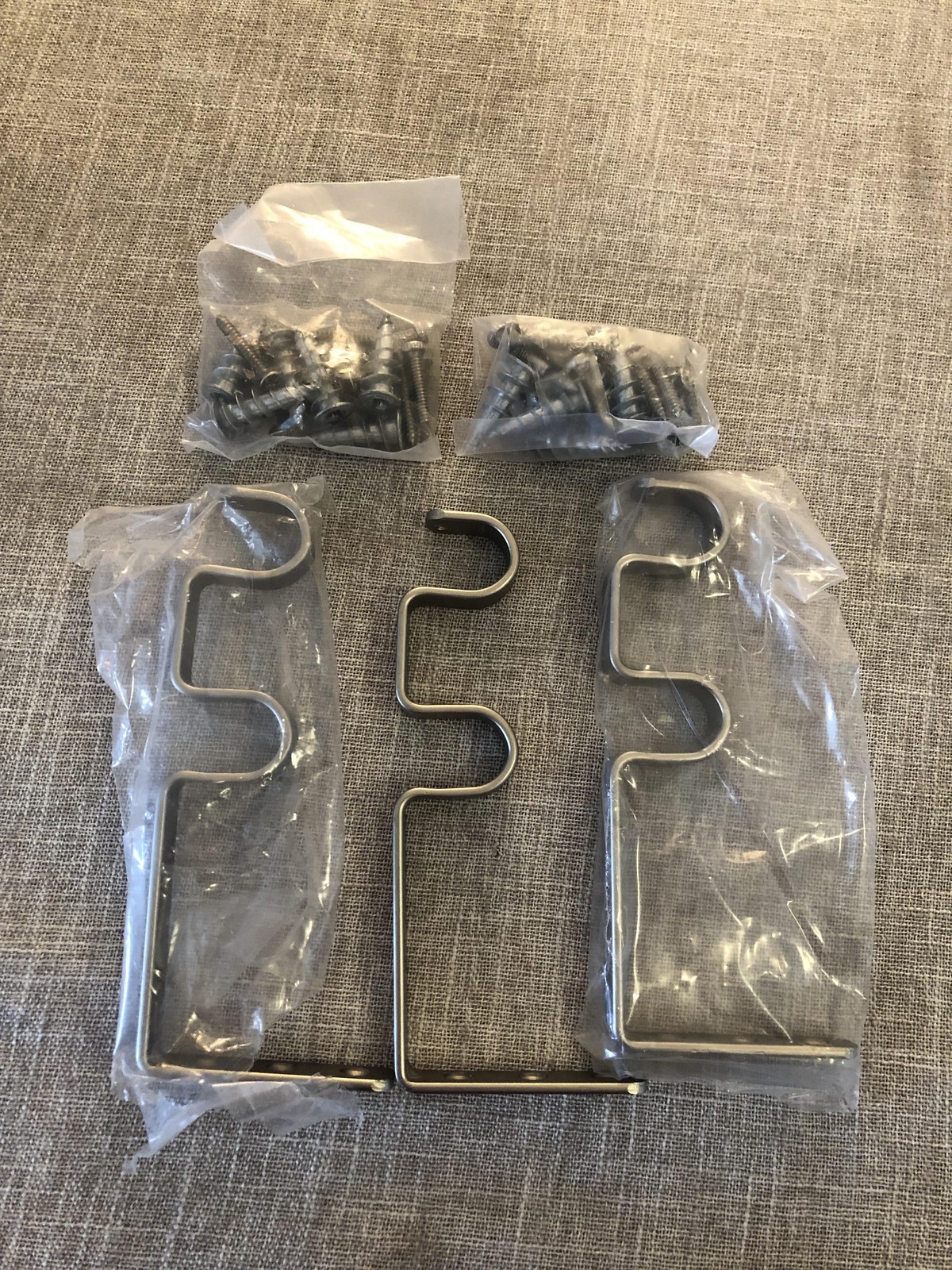 West Elm Double Rod Brackets Set Of 3 Silver Metal Wall Mounted Pole Holders