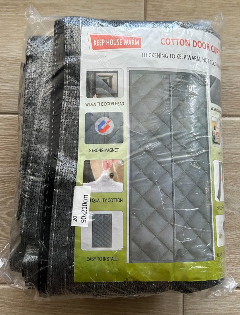 Thermal Water Resistant Door Curtain For Doors Measuring 32” X 80” Grey Color