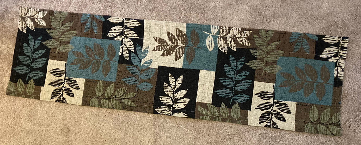Ferns leaves tapestry Valance…teal, green, tan 15″ x 52″