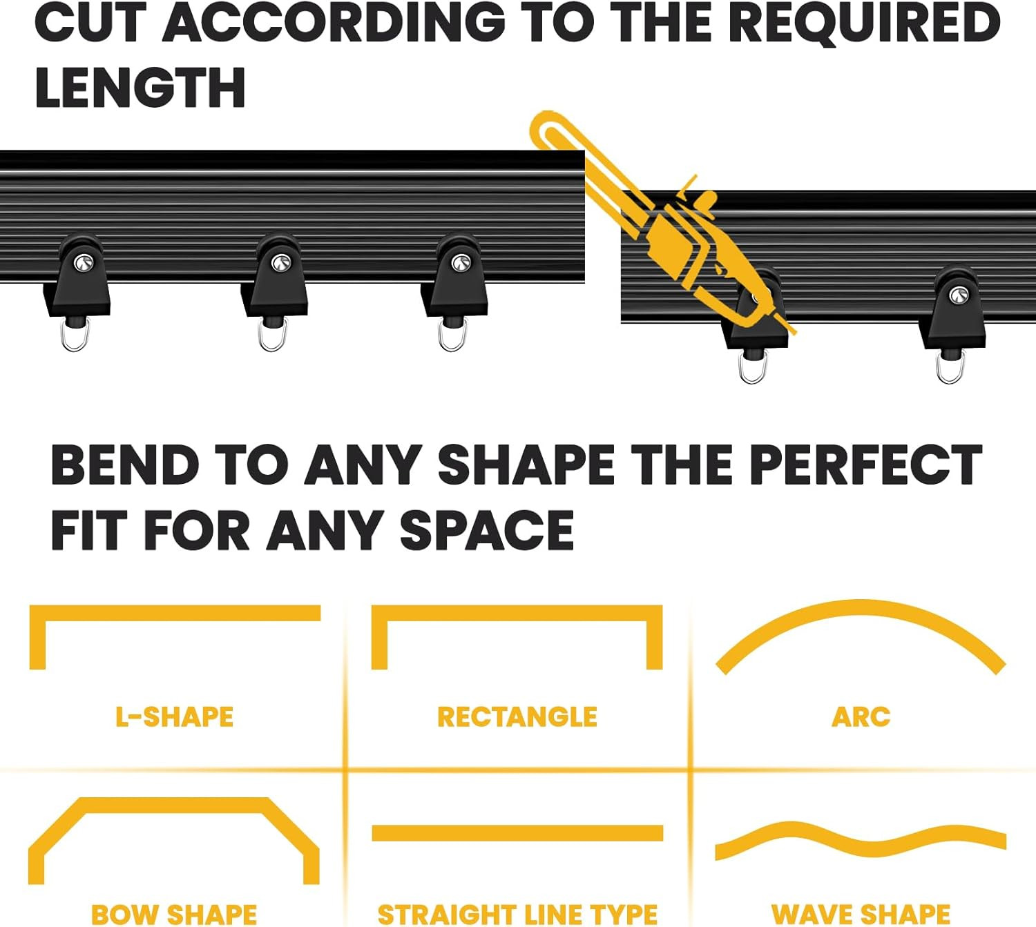 Flexible Ceiling Curtain Track Ceiling Mount, Curved Curtain Rod, Sliding Curtai