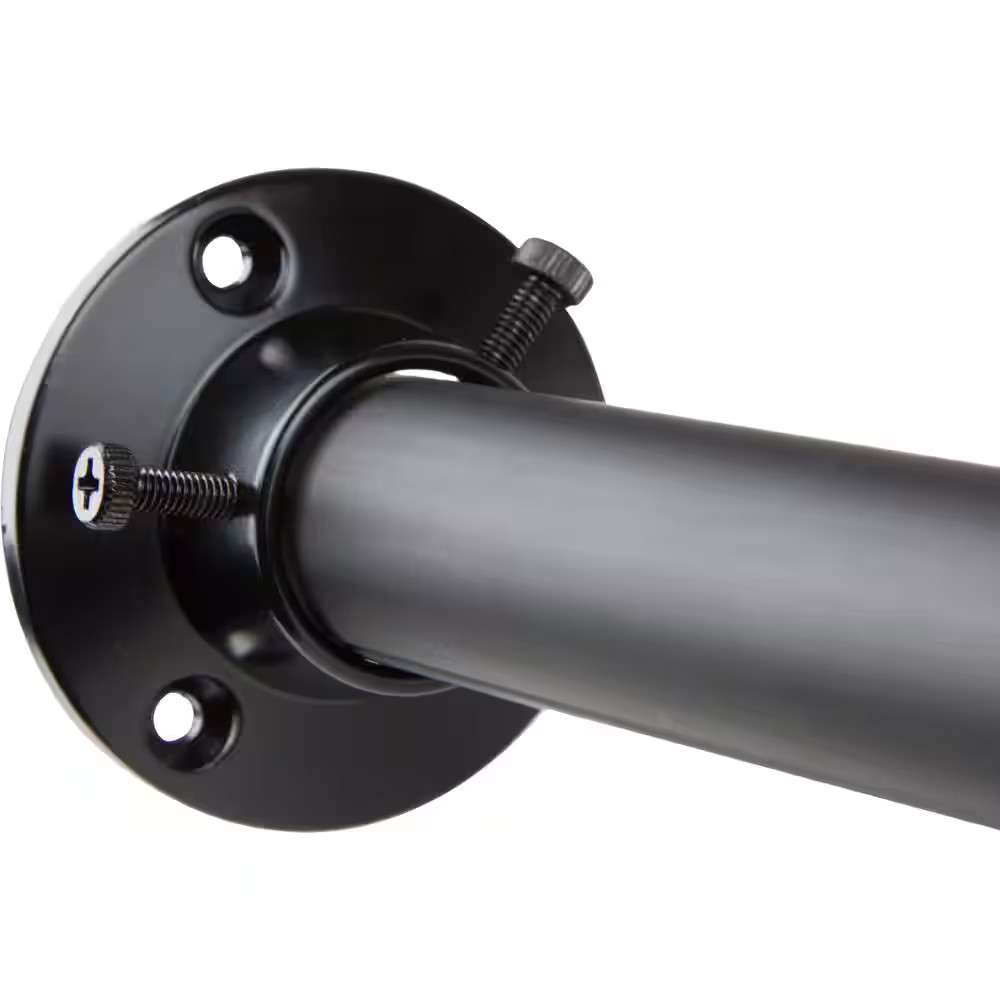 66 In. – 115 In. Single Curtain Rod in Black