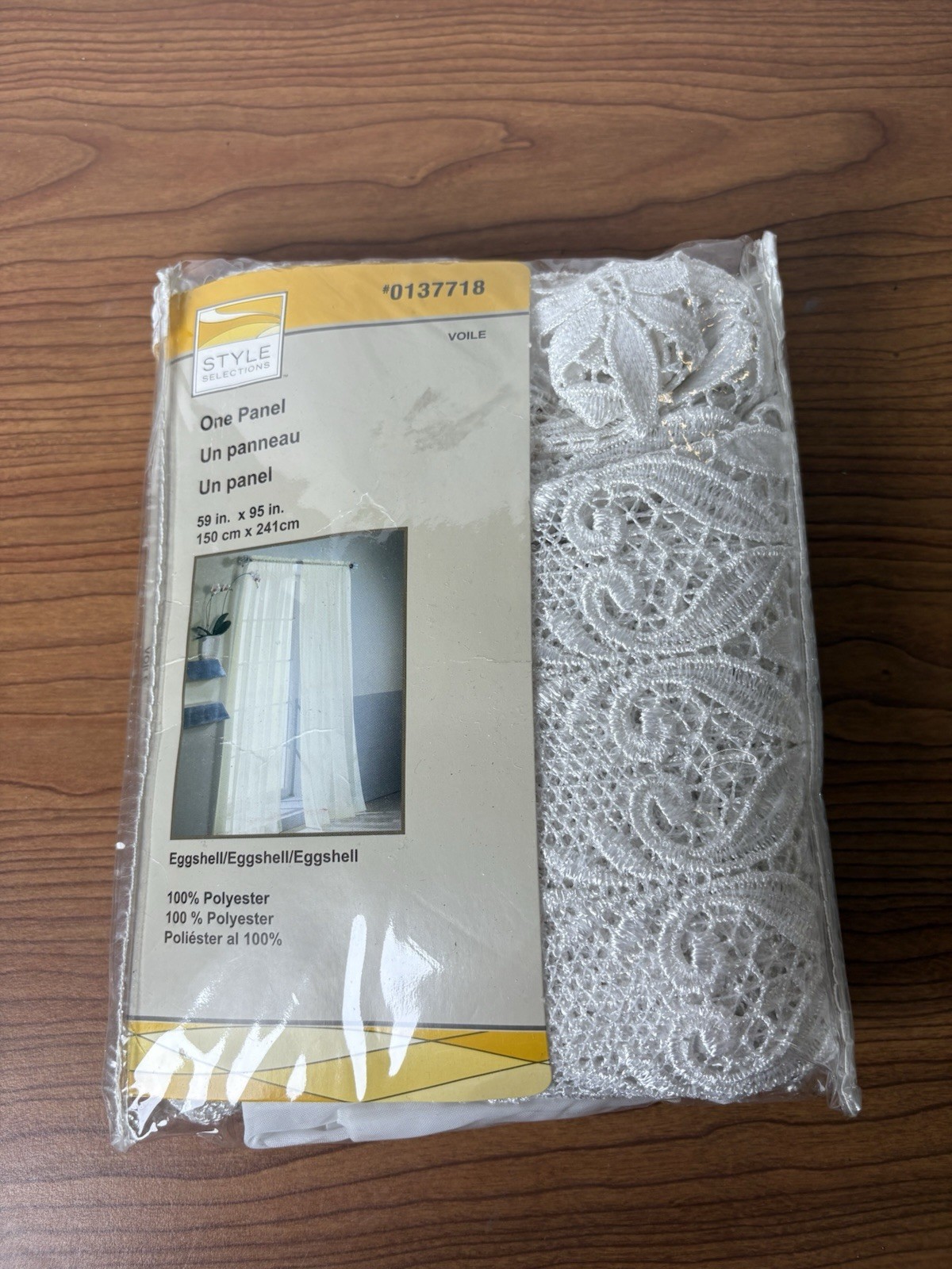 Style Selections One Panel Eggshell Lace Window Curtain
