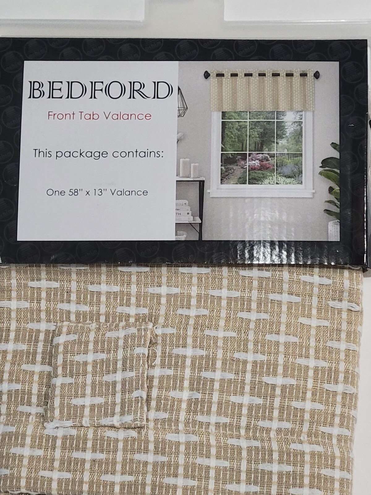 Bedford Window Valance Curtain Front Tab Tan 58″x13″