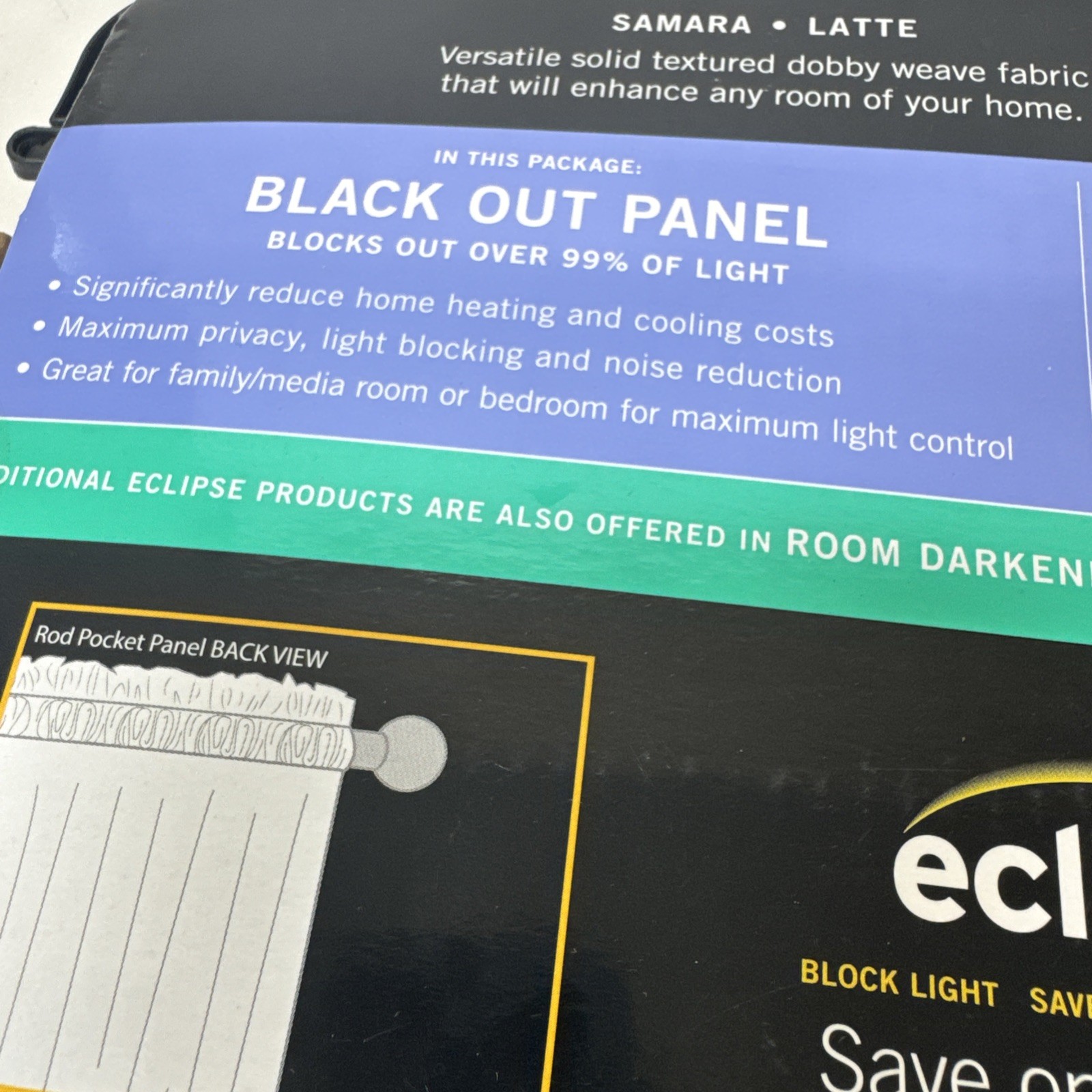 Eclipse Curtain 1 Panel Samara Latte 54” Blackout Rod Pocket New