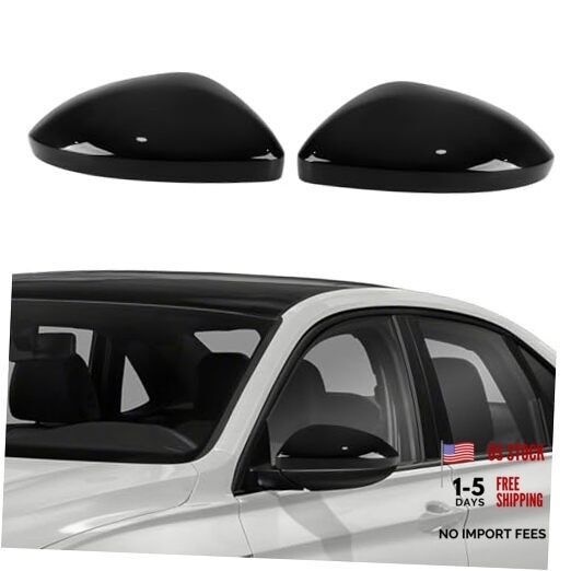Rearview Mirror Cover Cap Compatible with VW Jetta Left + Right Glossy Black