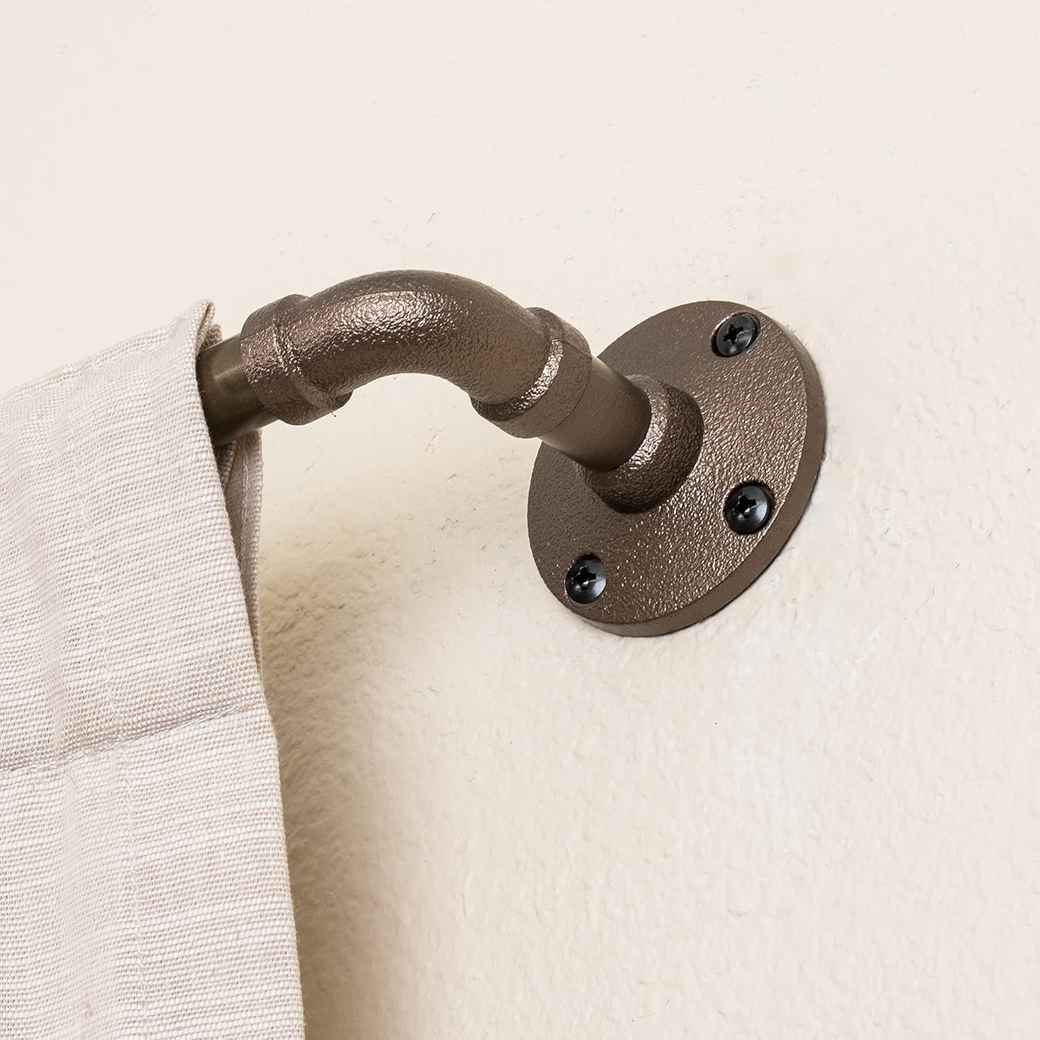 5/8″ Pipe Wrap around Curtain Rod Set, 28 to 48 Inches, Dark Bronze