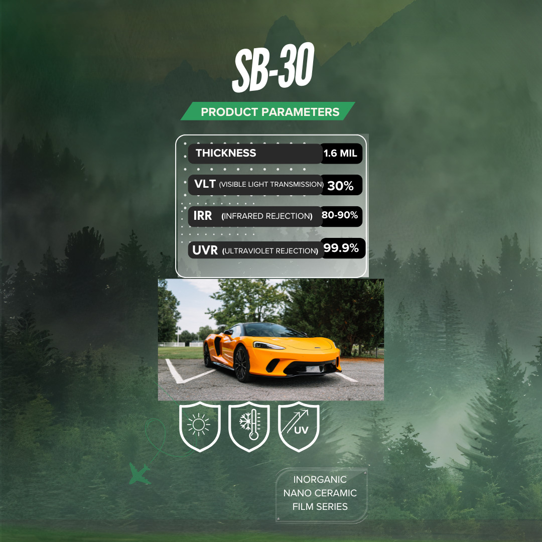 Window Film Inorganic Nano Ceramic SB Series – 1.6Mil | 99.9% UVR | 80–90% IRR