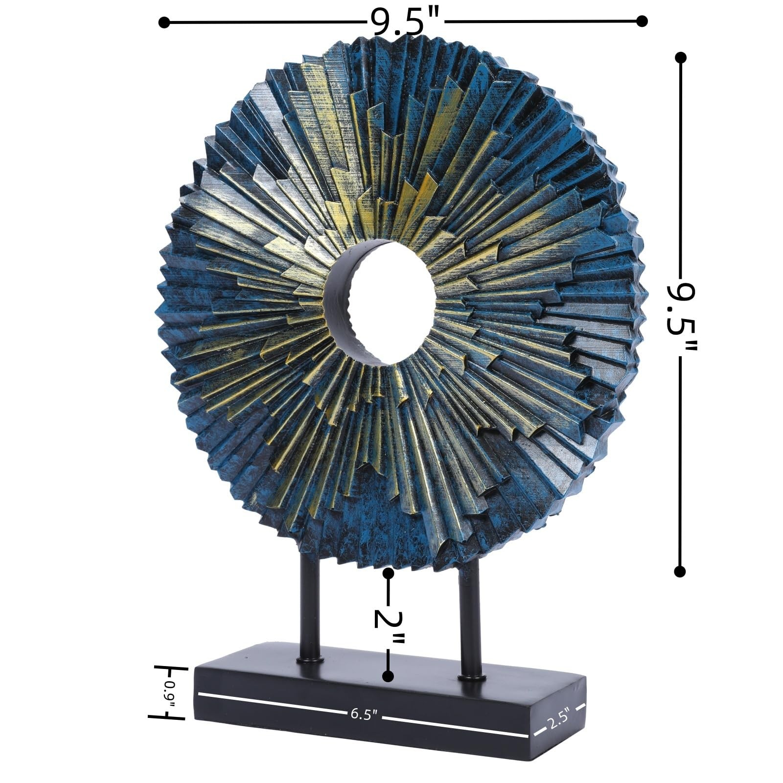 Luxury Round Decorative Sculpture Statue Home Decor Table Blue Gold Accent