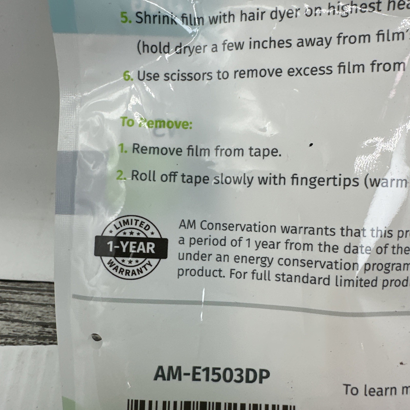 2 Packs Simply Conserve Insulating Window Film Kit Clear 5-Pack 36x60in Plastic