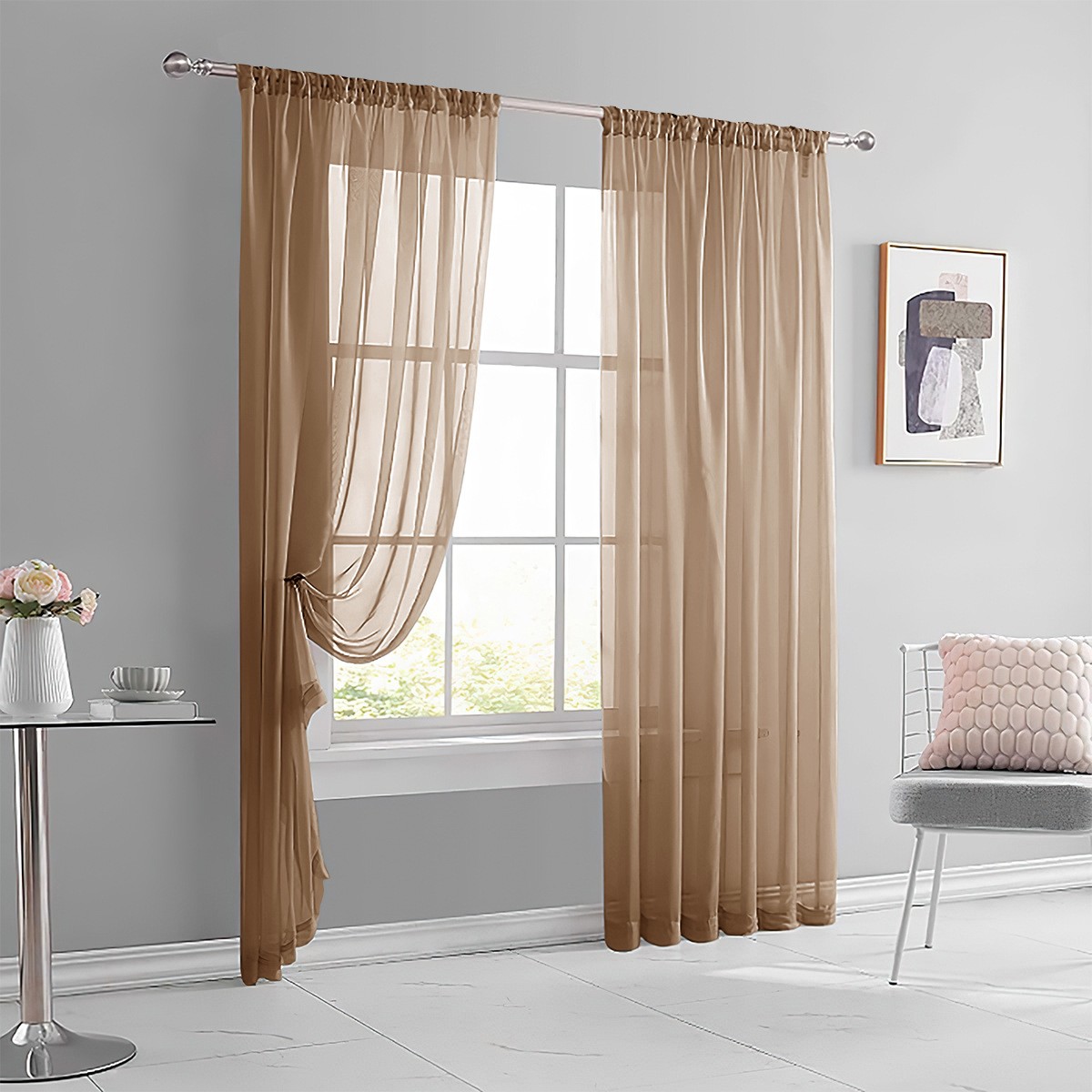 Modern Minimalist Pastoral Curtain & Sheer for Living Room Bedroom Study