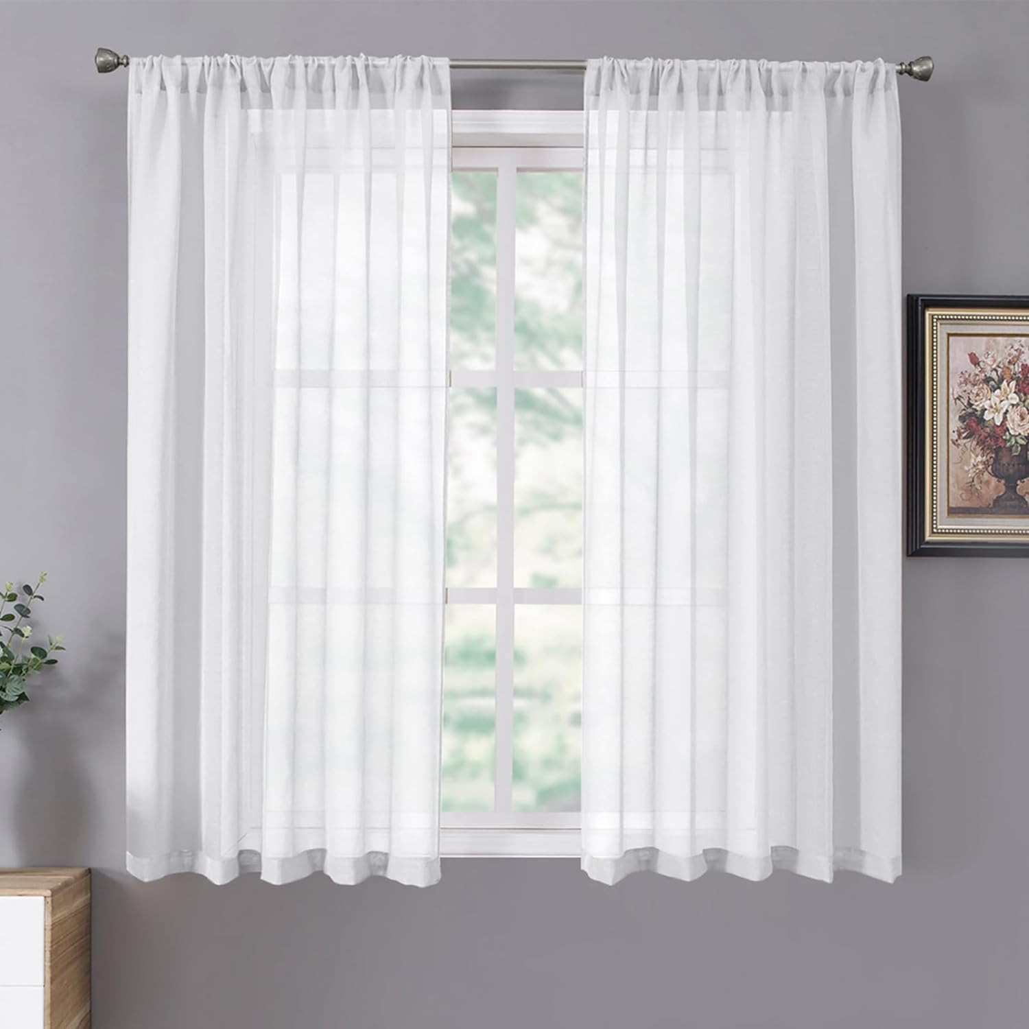 Sheer Curtains Living Room Linen Textured Curtain Sheers Light Filtering Voile R