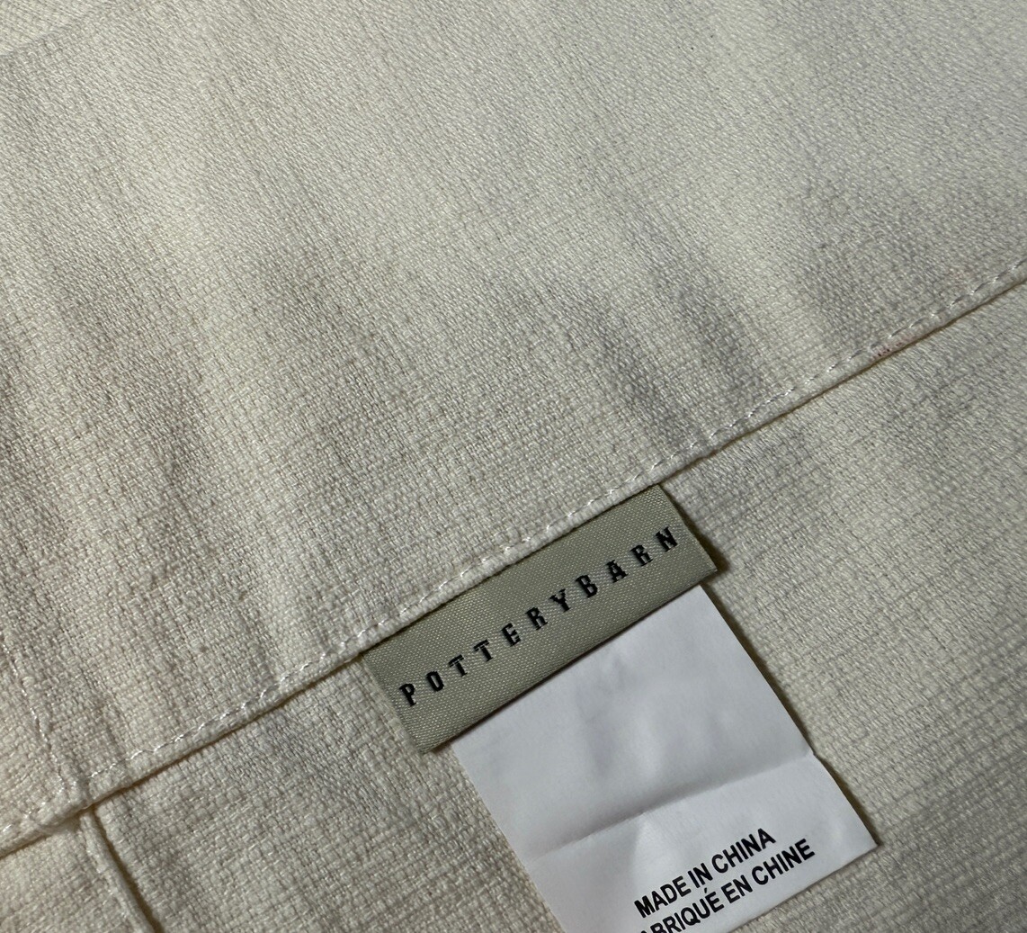 Pottery Barn Curtain Panel 1 Single Drape 84″ Long Off-White Ivory Cotton Rod