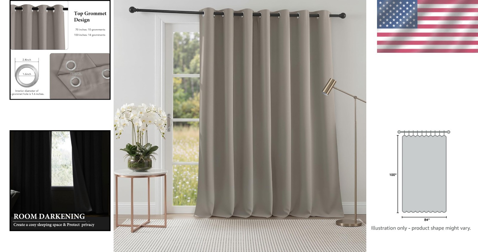 Sand Blackout Thermal Curtains for Large Windows, 100×84 in. – Privacy Plus