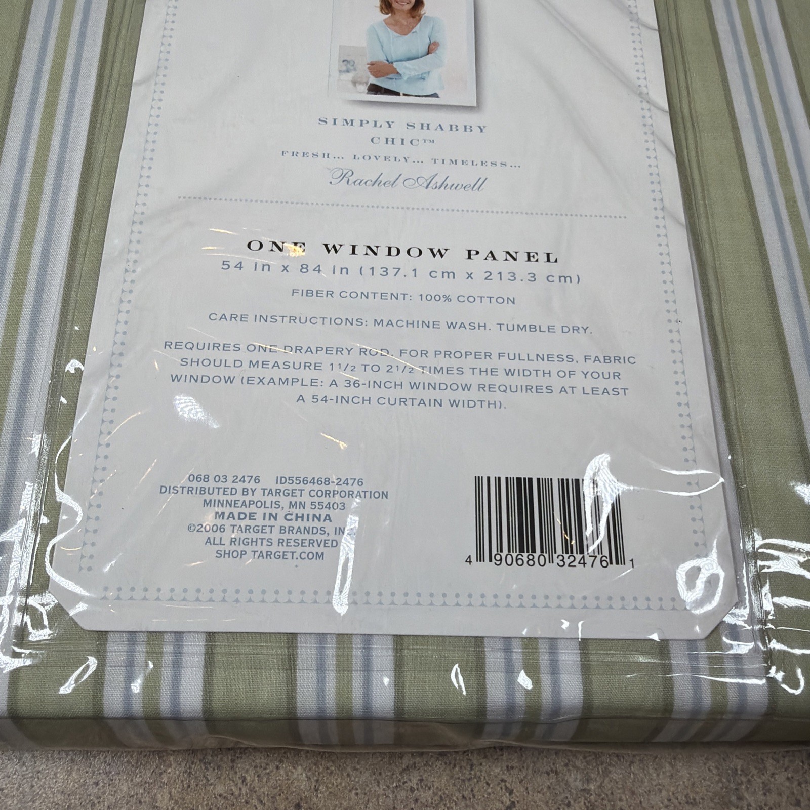 Simply Shabby Chic Window Panel GREEN Stripe Blue White 54×84 NEW