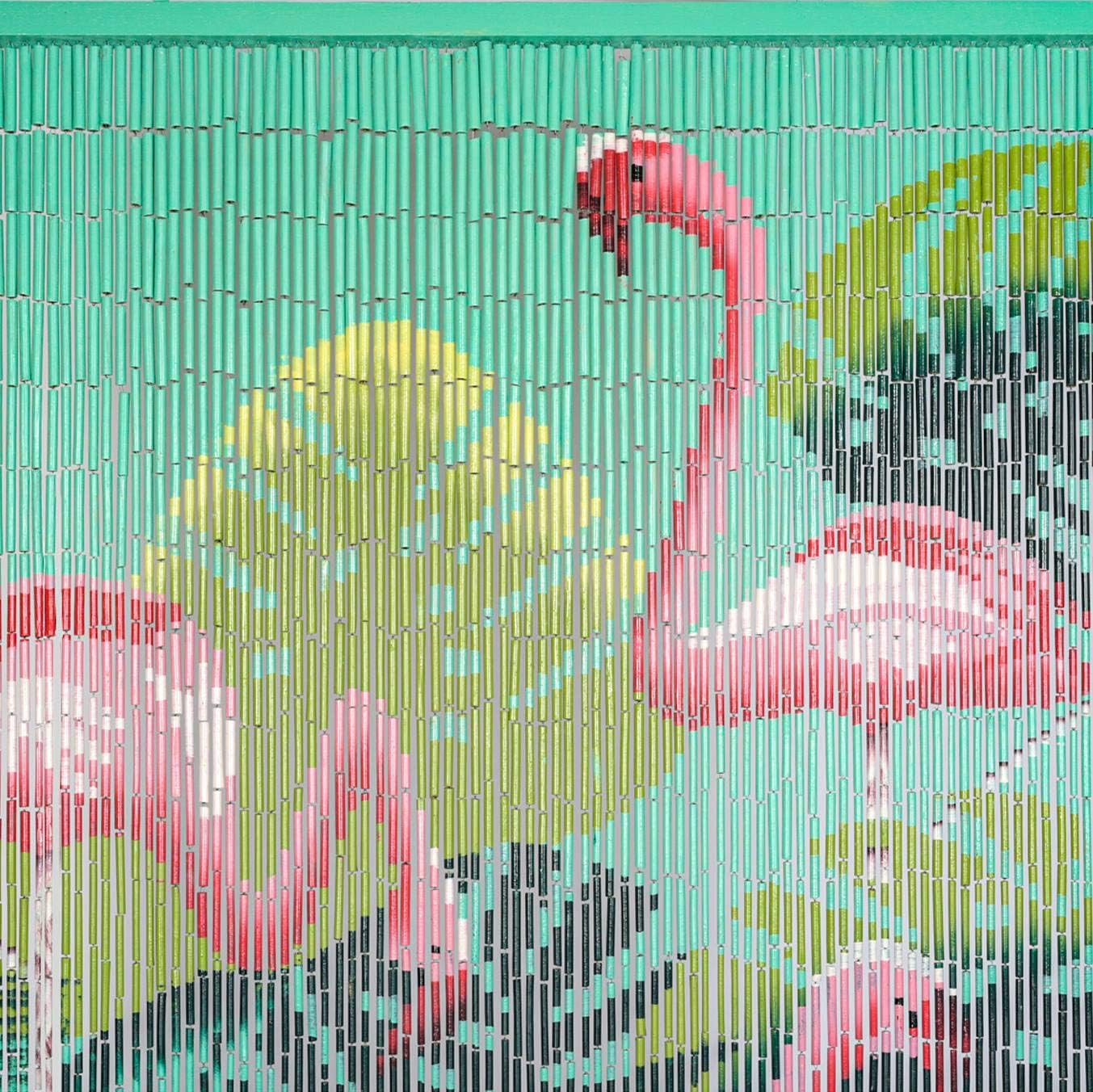 Flamingo Beaded Curtain for Doorways – 35.5″x78″ with 90 Strands