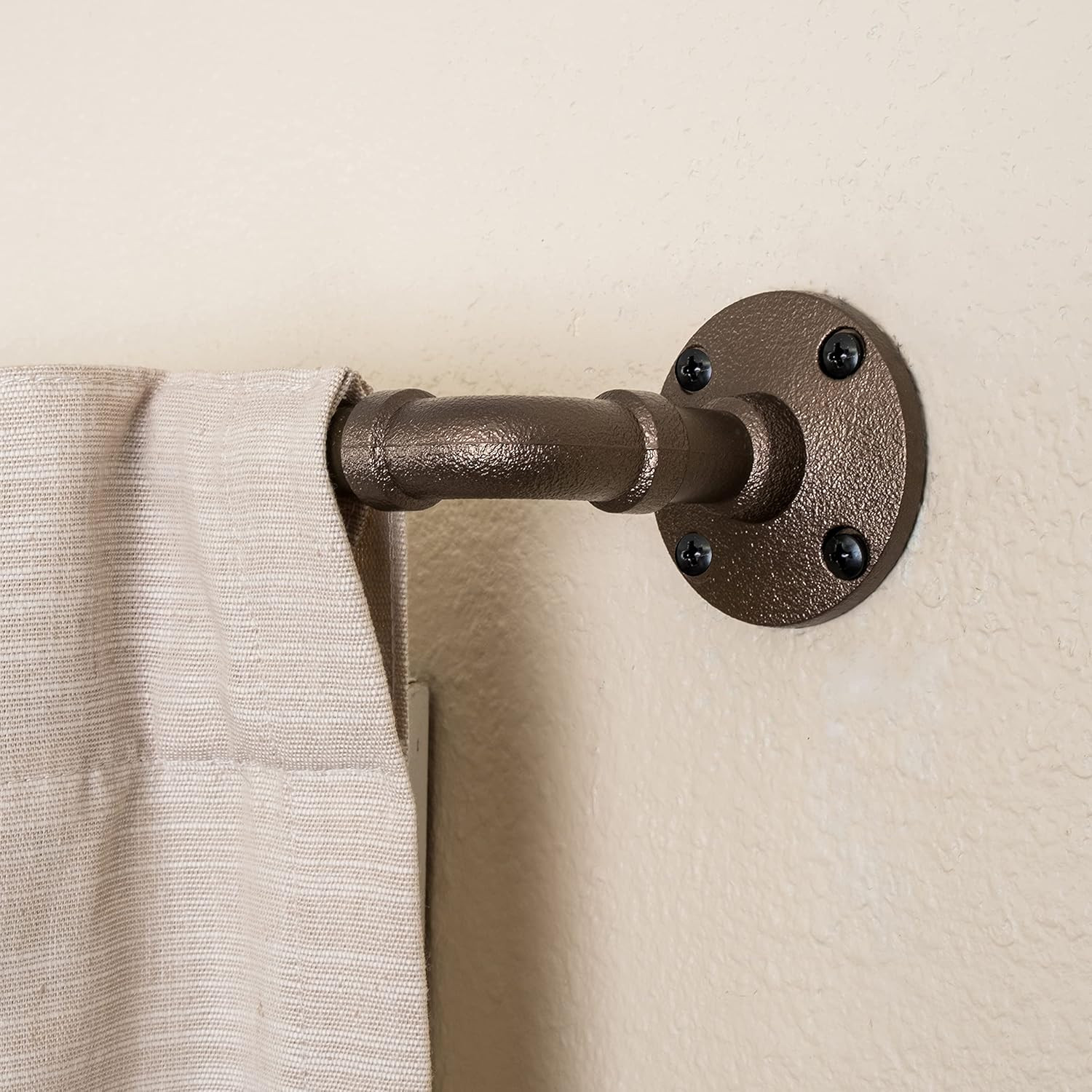 5/8″ Pipe Wrap around Curtain Rod Set, 28 to 48 Inches, Dark Bronze