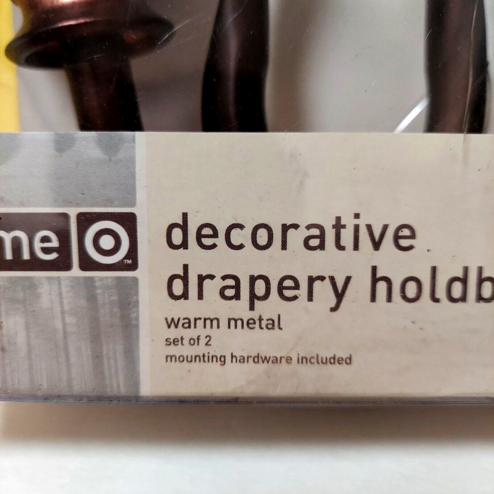 Hone Decorative Drapery Holdbacks Set Of 2 Warm Metal Bronze Color Finish NIB
