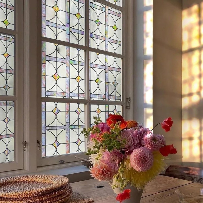 Nature Inspired Window Film Privacy UV Protection Static Cling Decorative Vinyl