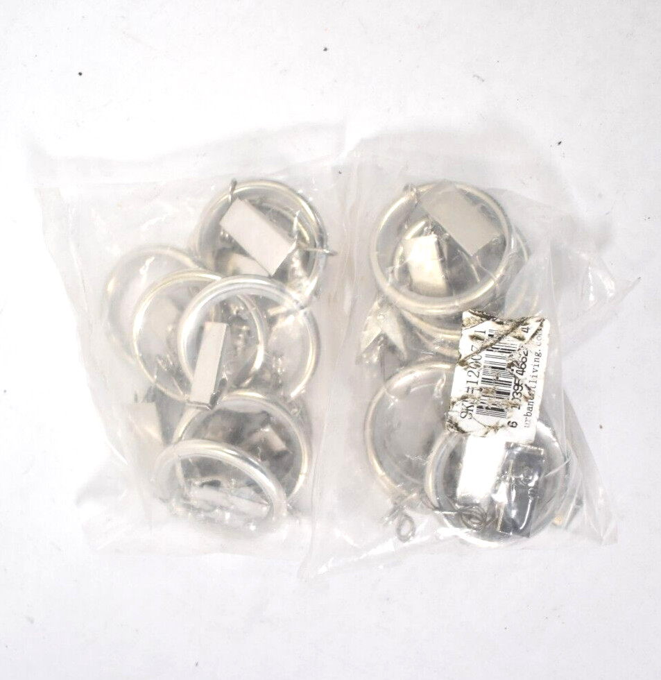 Lot of 16 Urbanest Nylon Insert Curtain Rings w Clips & Eyelets 1-1/4″ Brushed