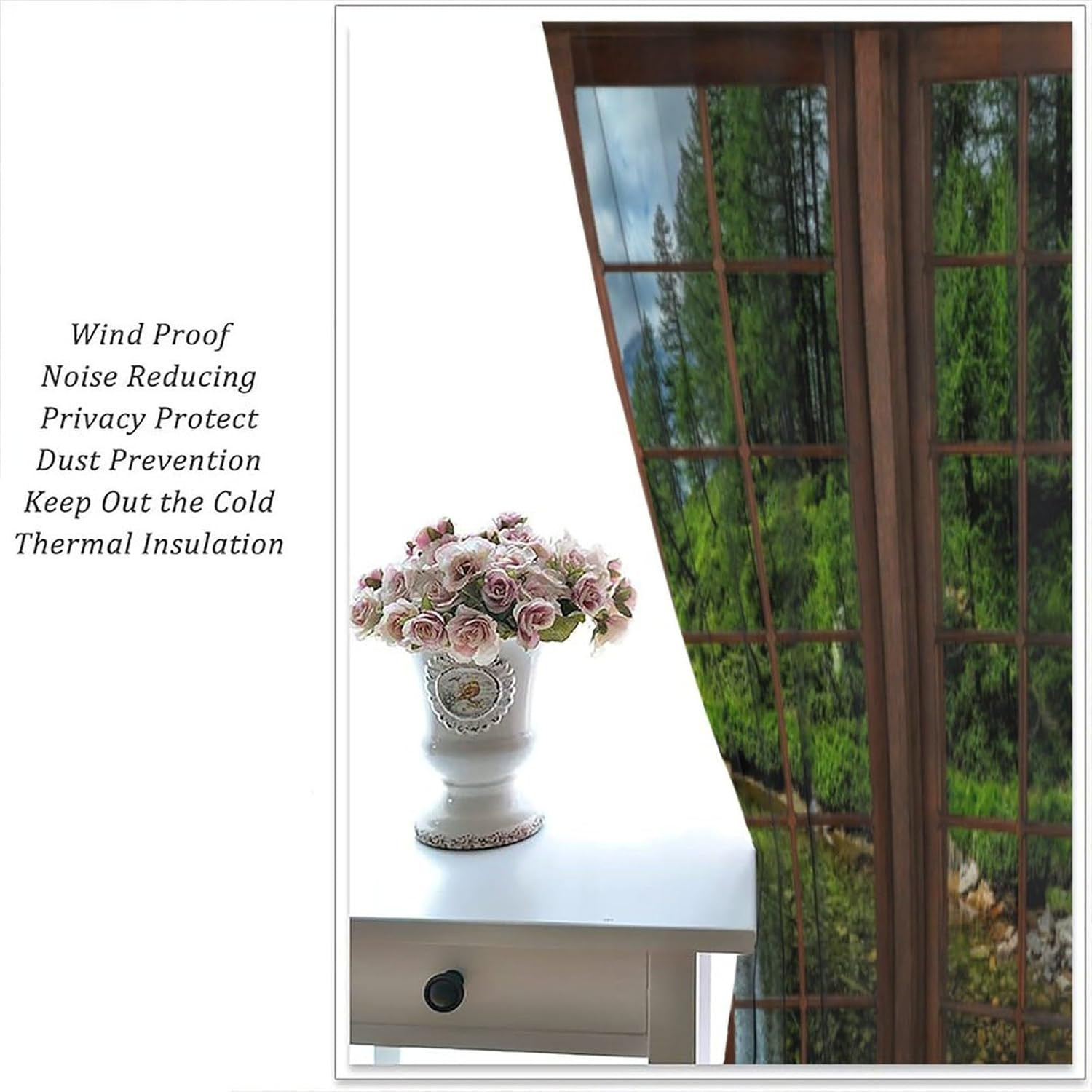 Forest Curtains Rivers Mountains Conifers Beautiful Natural Landscapes Window Tr