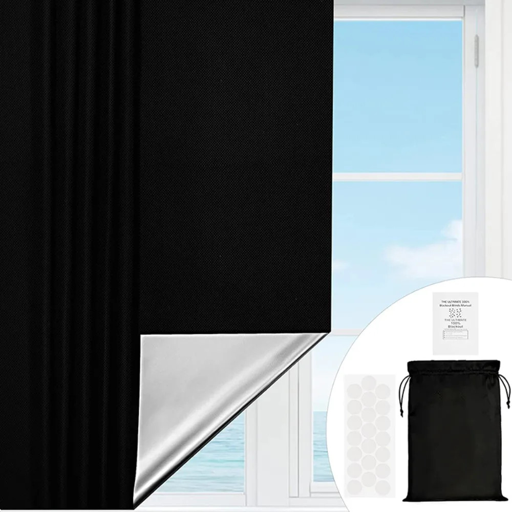 UV Block Adjustable Nursery Temporary Curtain Thermal Insulated Window Shade Bla