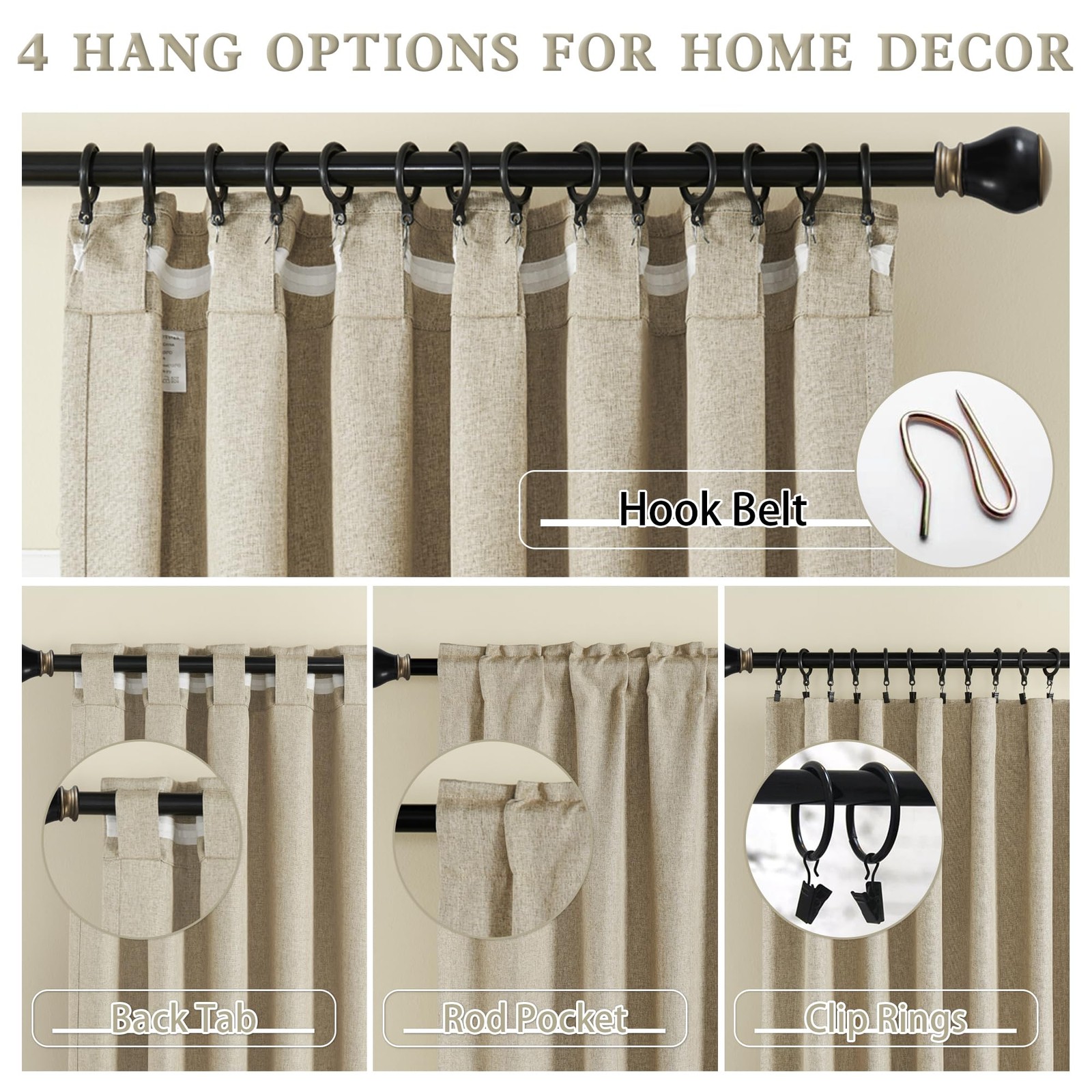 Extra Long Curtains 108 Inch for Bedroom 2 Panels Set – Back Tab/Rod Pocket B…
