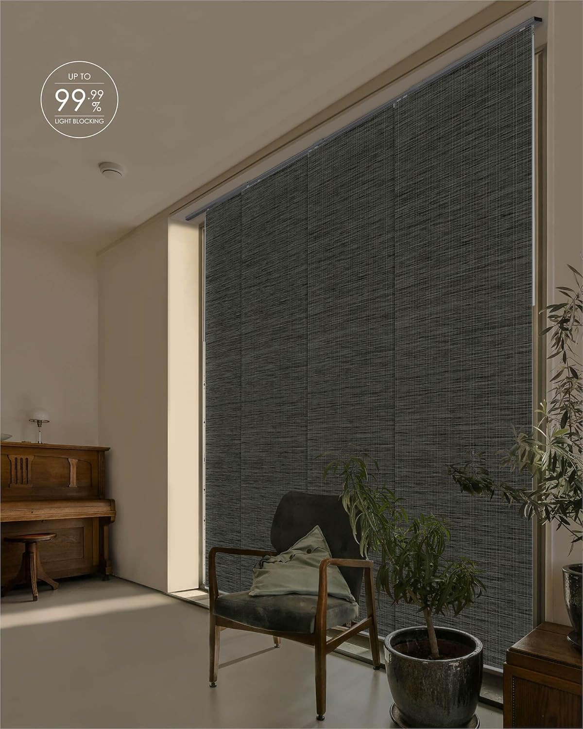 99.99% Blackout Adjustable Vertical Blinds for Sliding Glass Doors, 45.8″-86″W