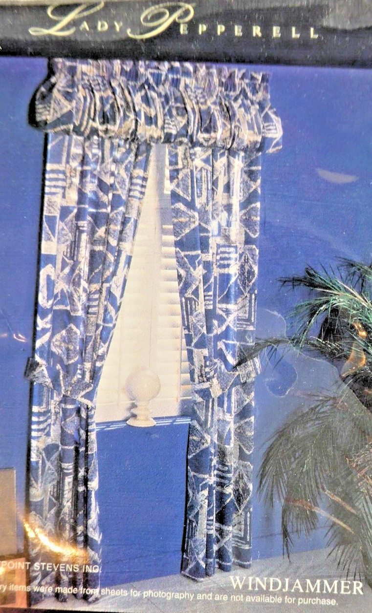 Lady Pepperell No-Iron Poly/Cotton Rod Draperies Pair 84×84 Windjammer Blue