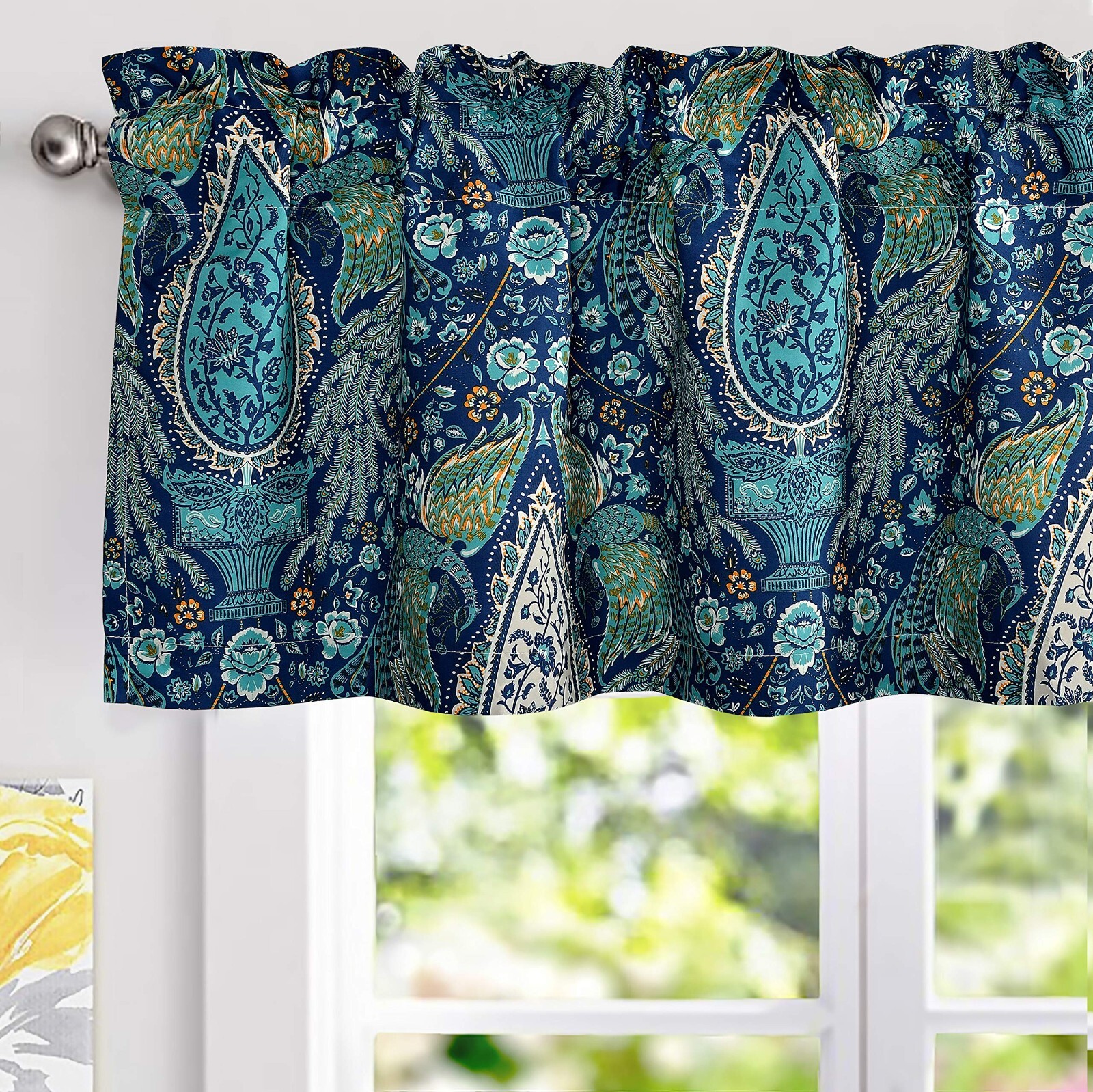 Christopher Peacock Floral Blackout Window Curtain Valance Rod Pocket UV Block