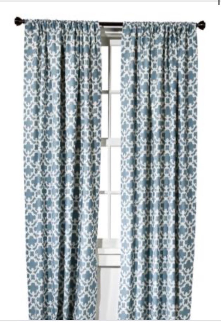 Target Threshold Farrah Fretwork Dusty Blue Curtain Panels 54″ W x 84″ H (2)