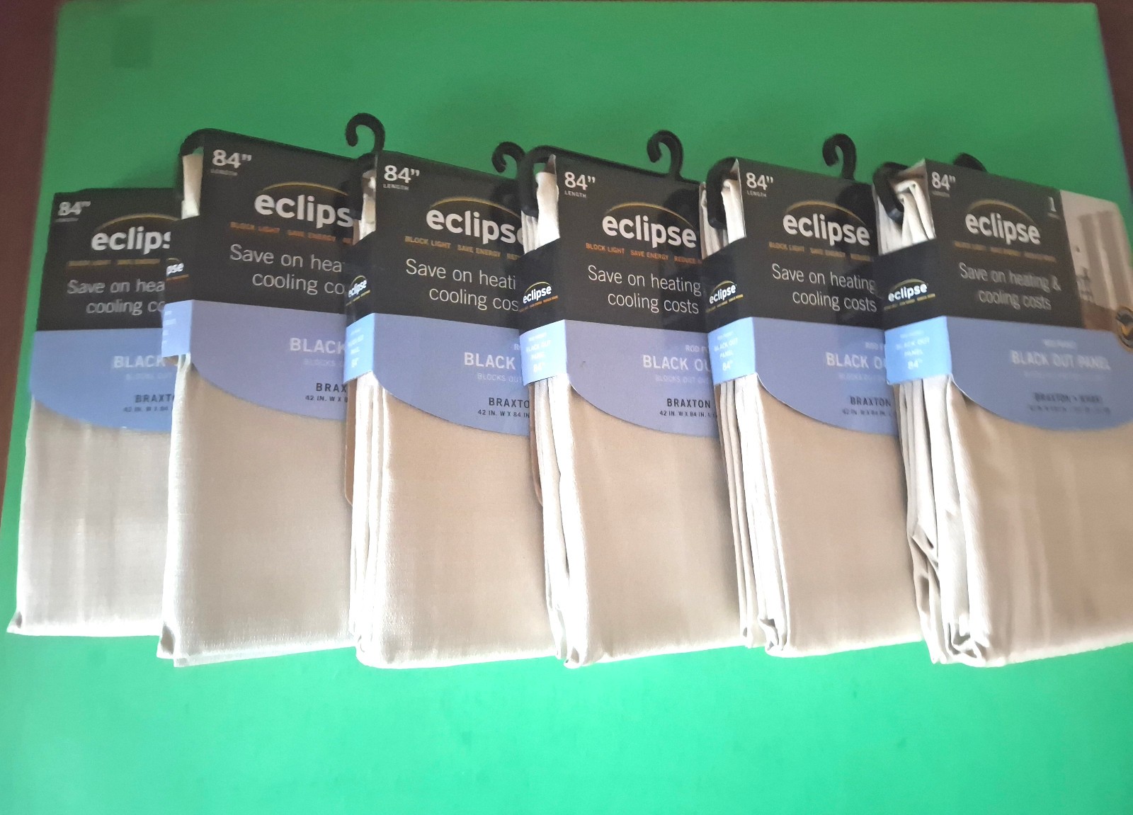 SIX (6) Panels 84″ x 42″ Eclipse Braxton Thermaback‎ Black Out Curtain Khaki