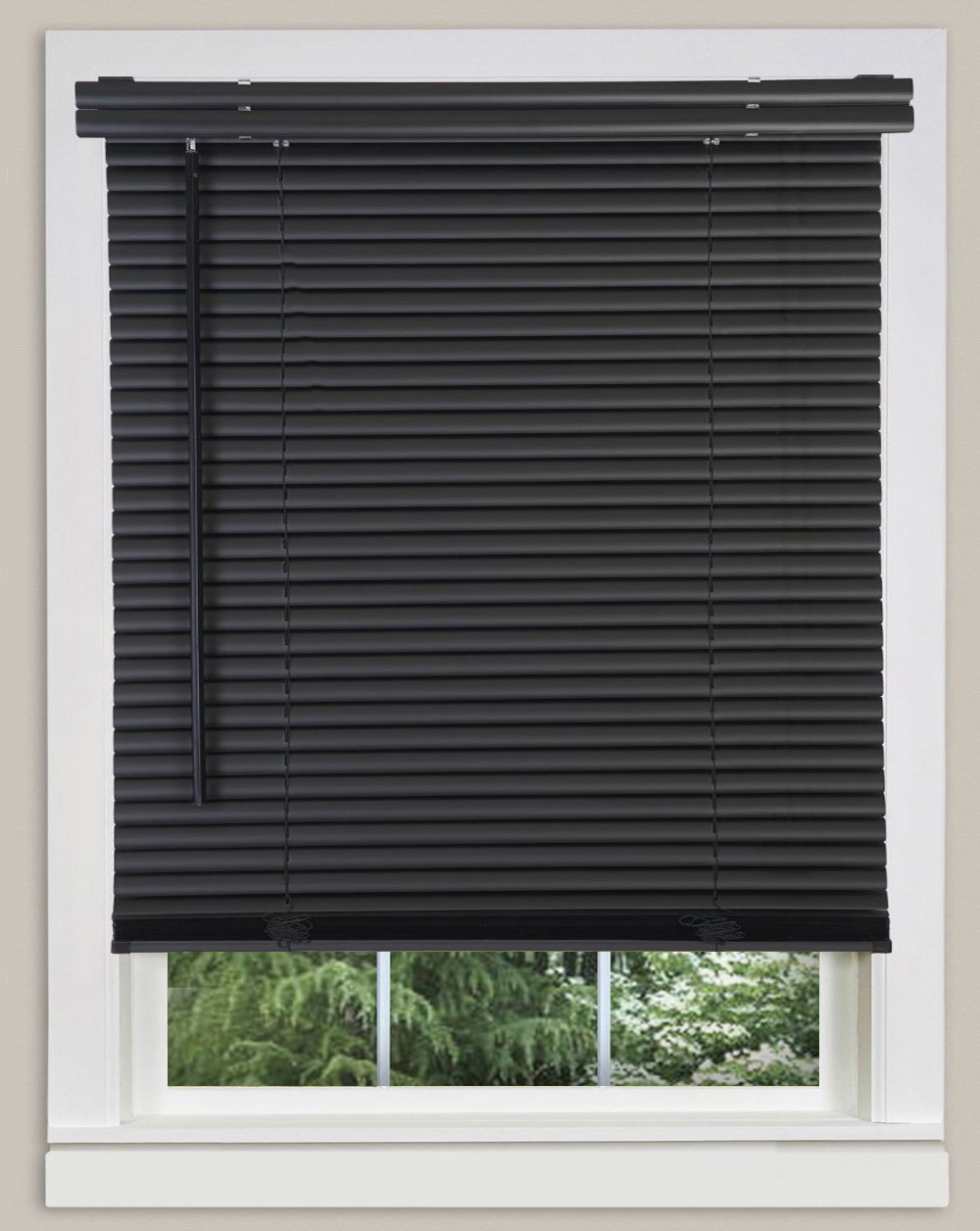 Cordless Window Minds Mini Blinds 1″ Slats Black Vinyl Blind
