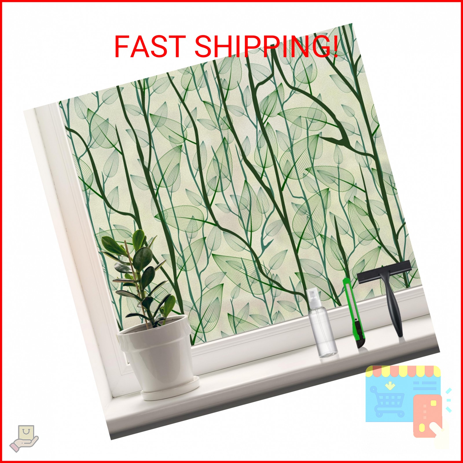 DKTIE Window Film Privacy with Installation Tools, Decorative Stained Glass Wind