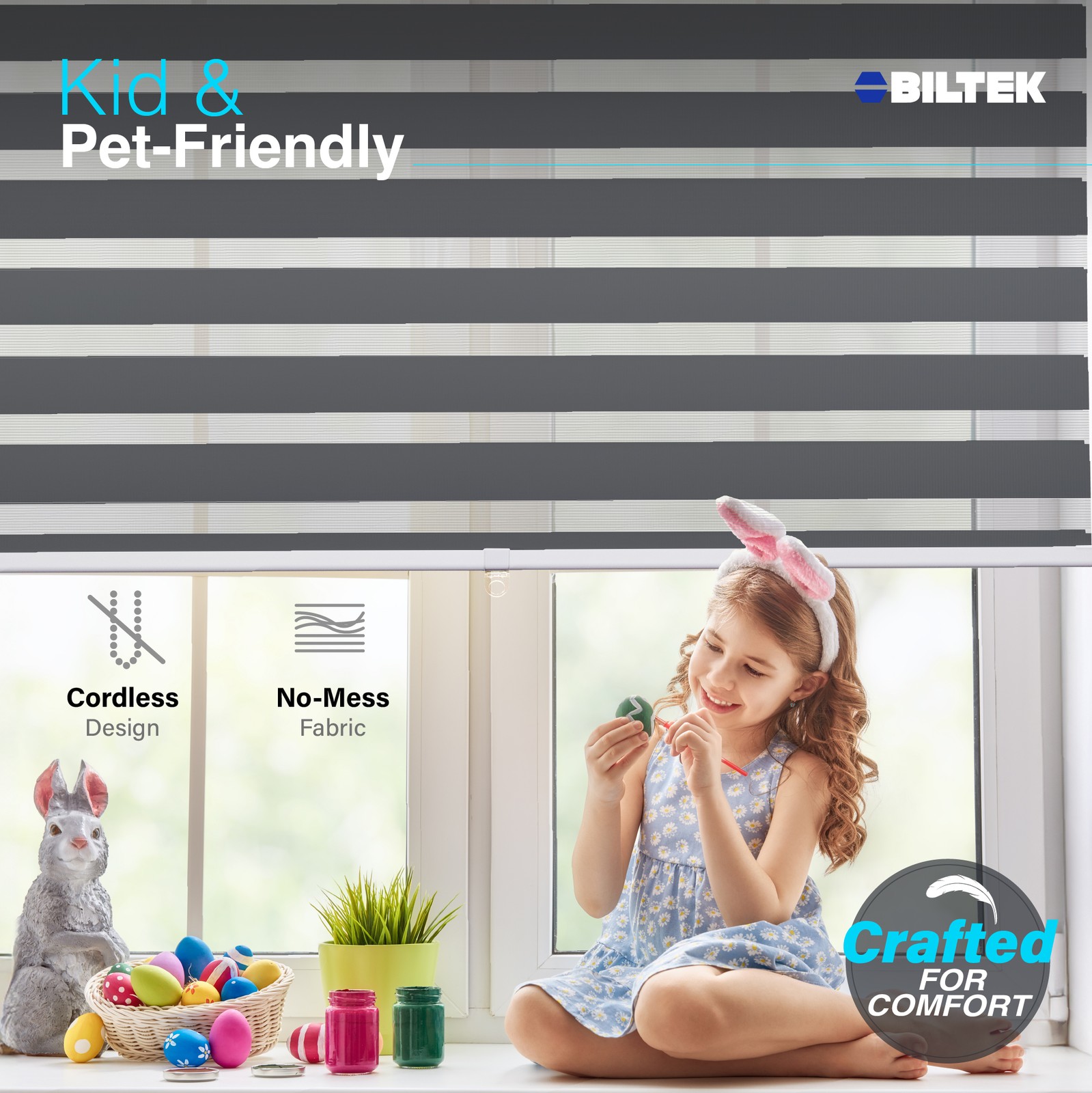 Cordless Zebra Roller Blinds Sheer Shades, Sheer or Privacy – Gray, 46″W X 72″H