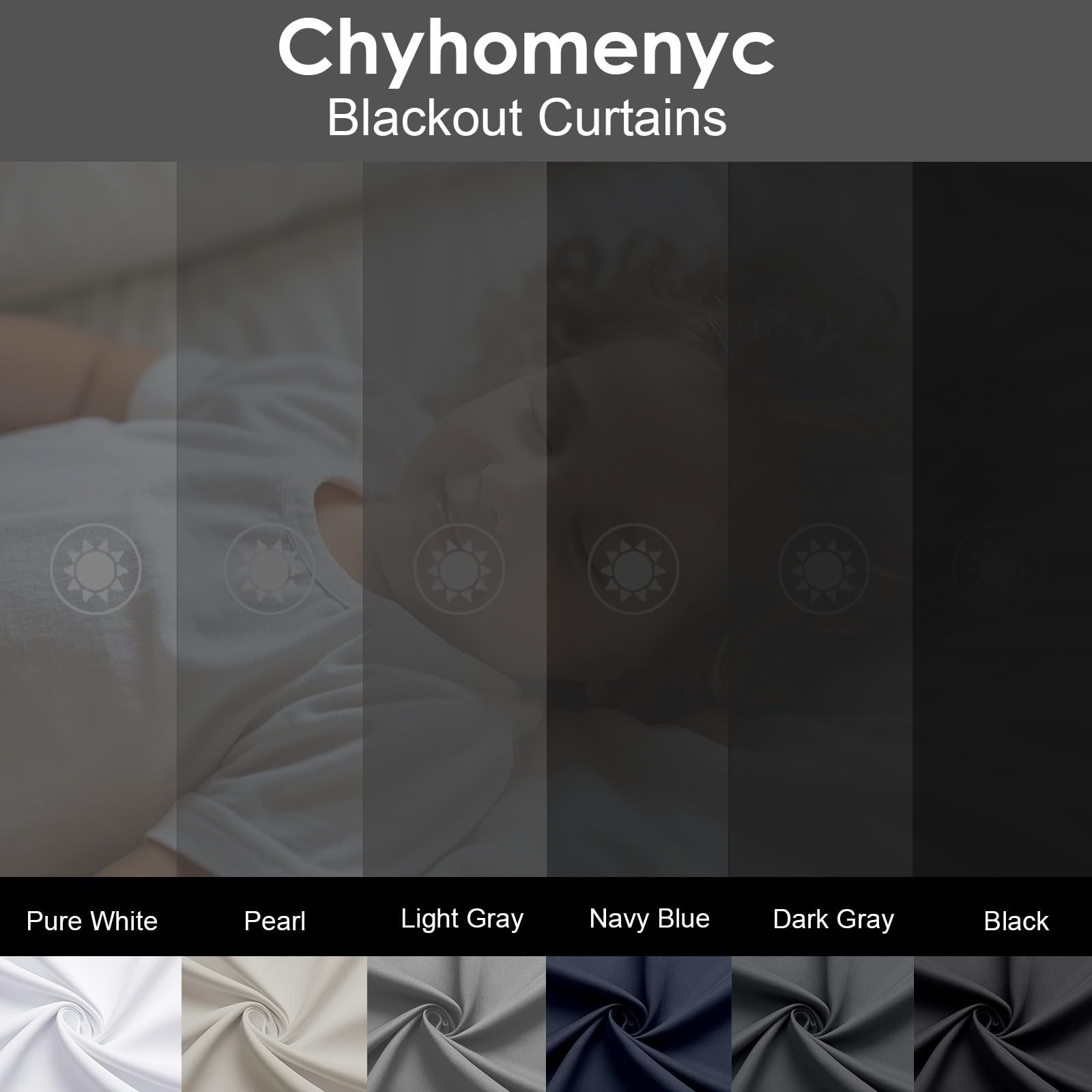 Chyhomenyc Short Black Out Curtains 36 Inch 30″W x 36″L (Pack of 2),