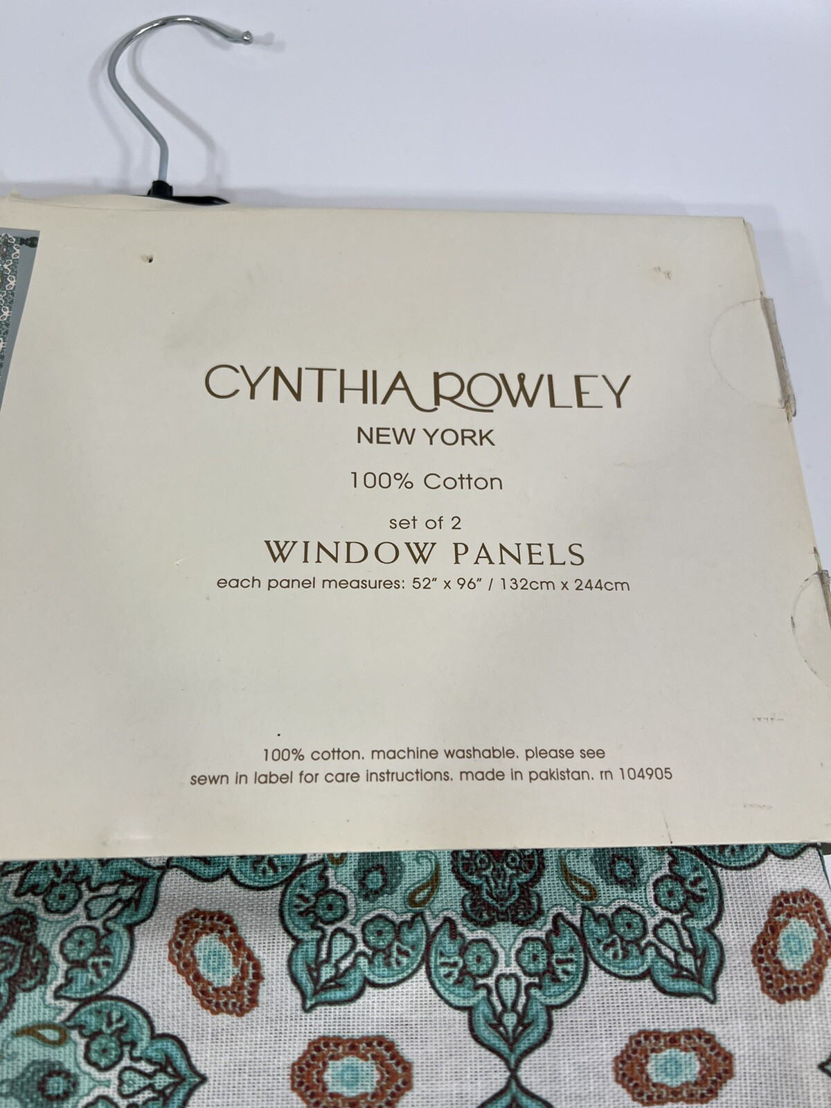 Cynthia Rowley Window Panels Pair 52 x 96″ Geometric Medallions Turquoise Aqua