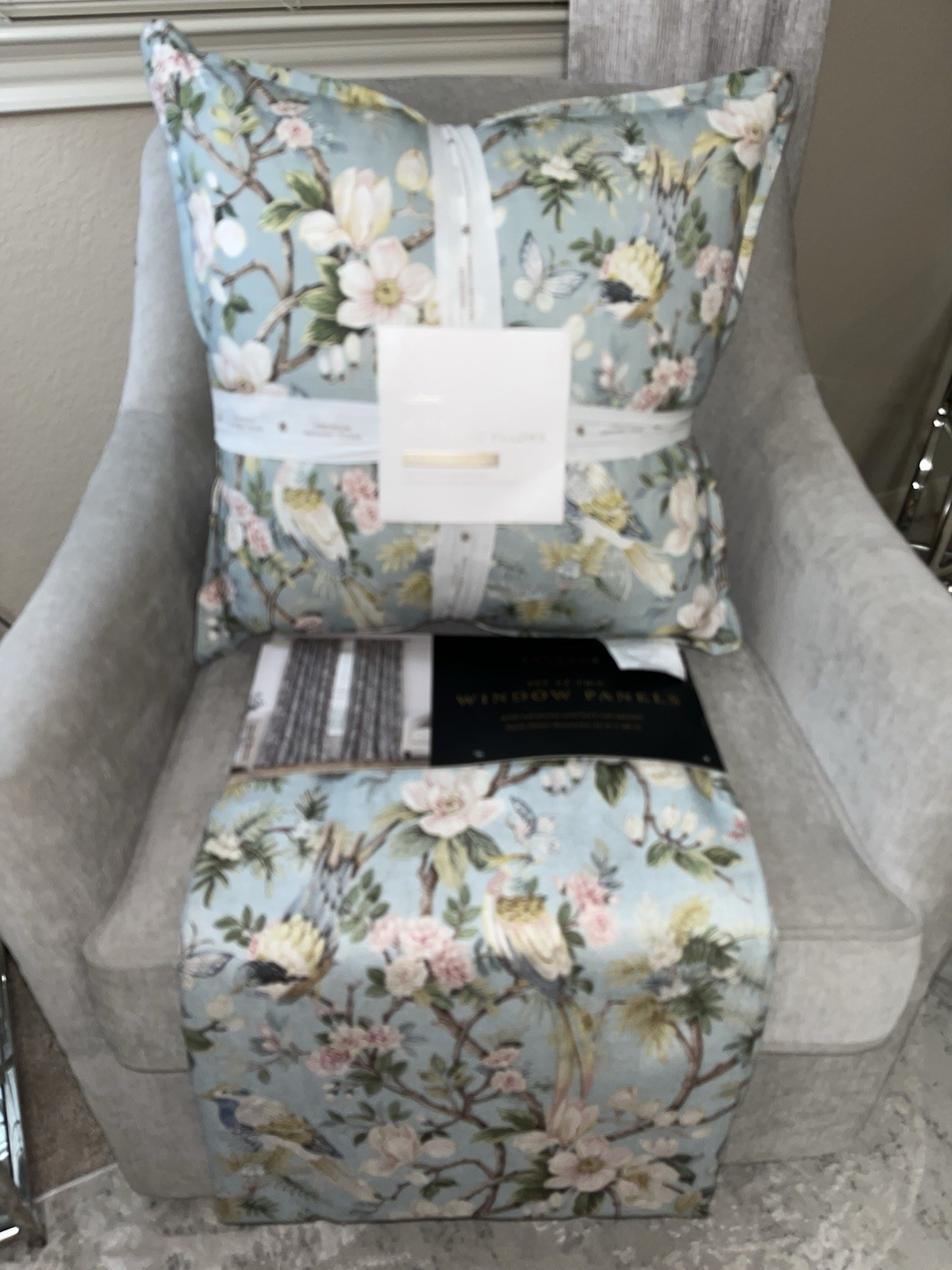 Envogue Home Curtain 2 Panel Set Size 37”x 96” Sky Blue Multicolored