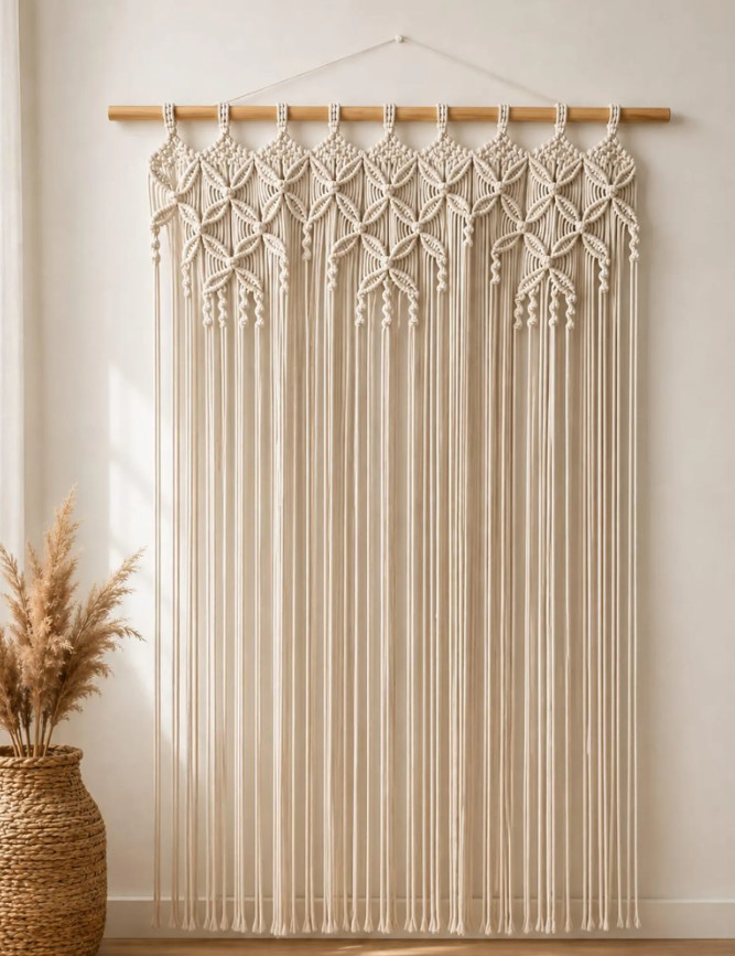 Handmade Macrame Door Curtain: Customizable Bohemian Home and Hanging Decor