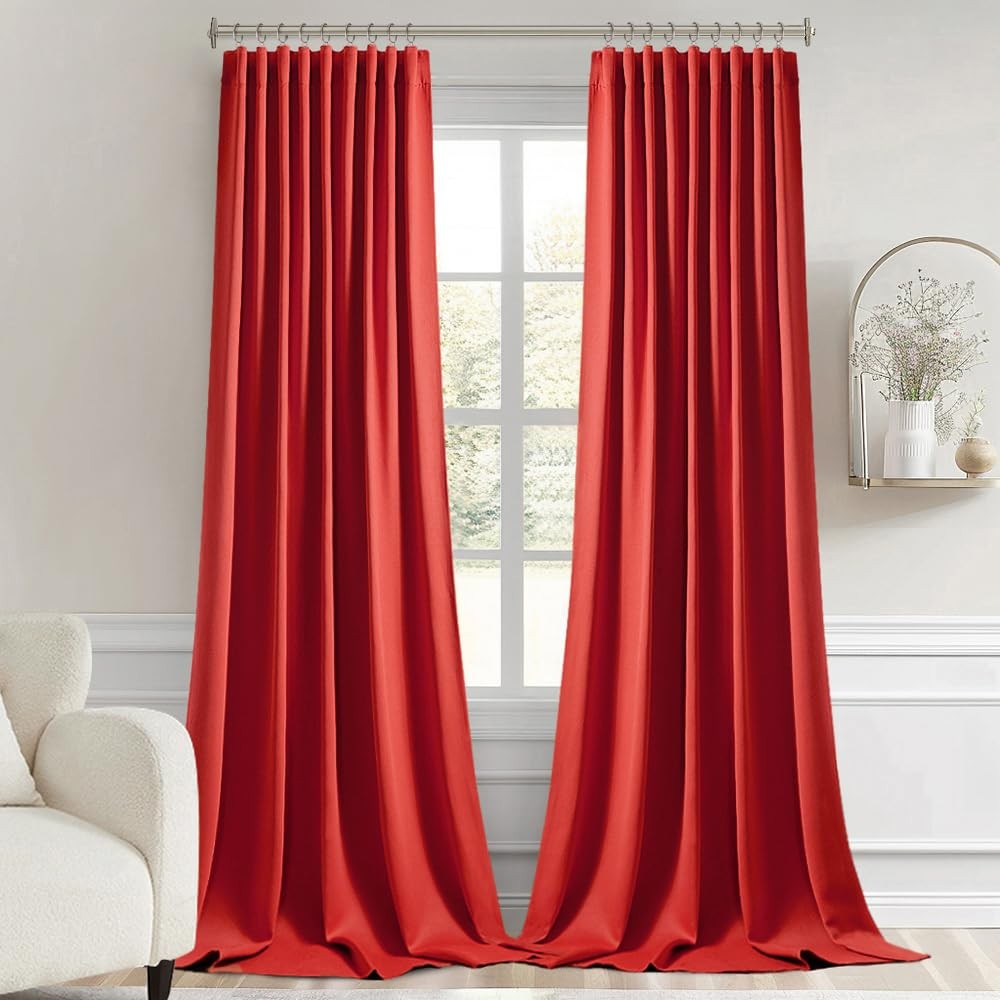 MIULEE 102″ Red Blackout Curtains 2 Panels Set Thermal Insulated Drapes