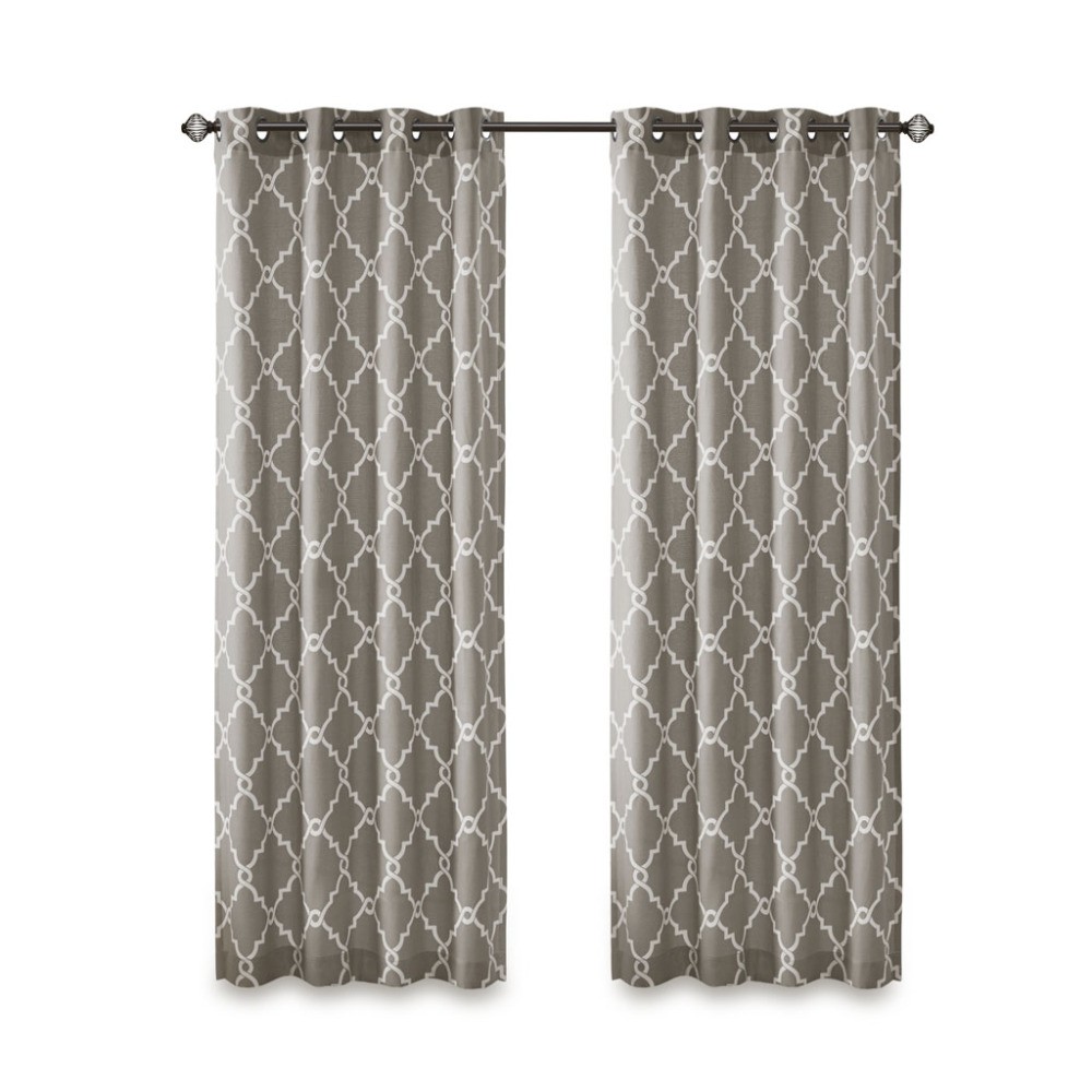 Fretwork Print Grommet Top Window Curtain Panel(Only 1 Pc Panel)