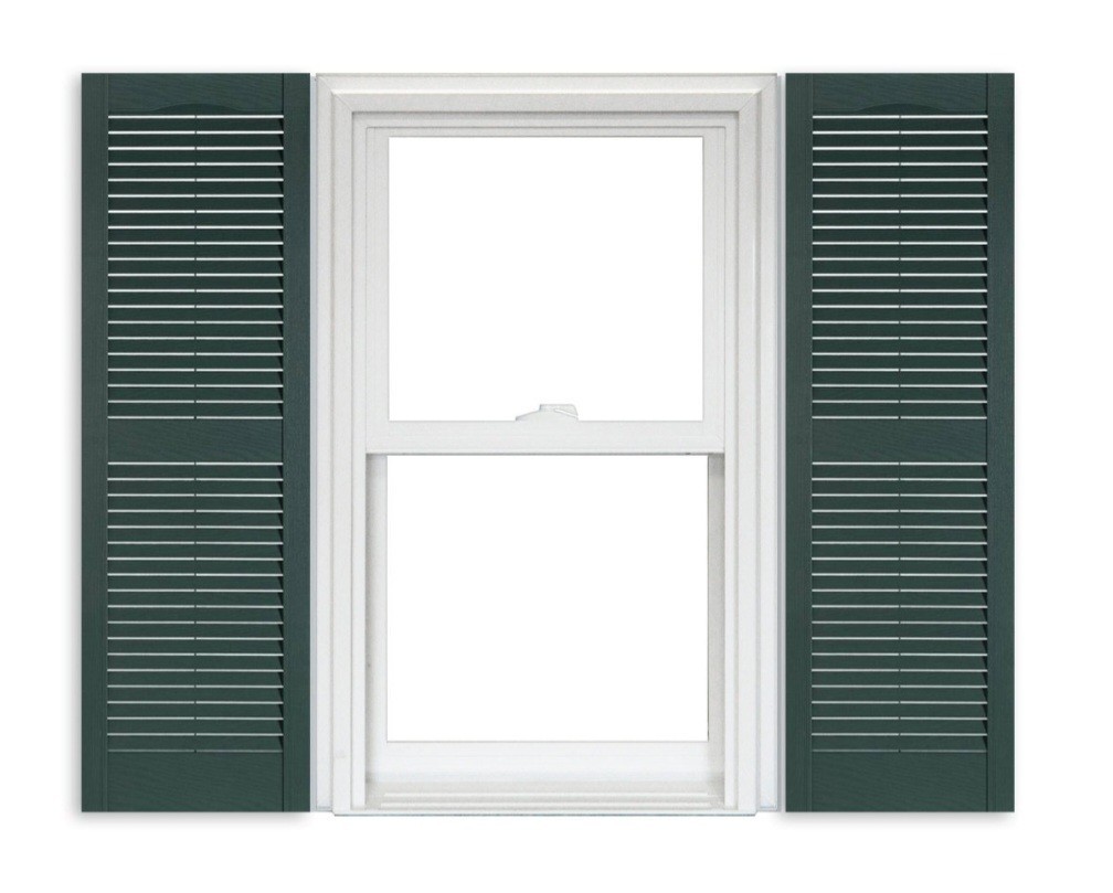 Severe Weather Exterior Vinyl Louvered Shutters Pair Heritage Green 15″ x 47″