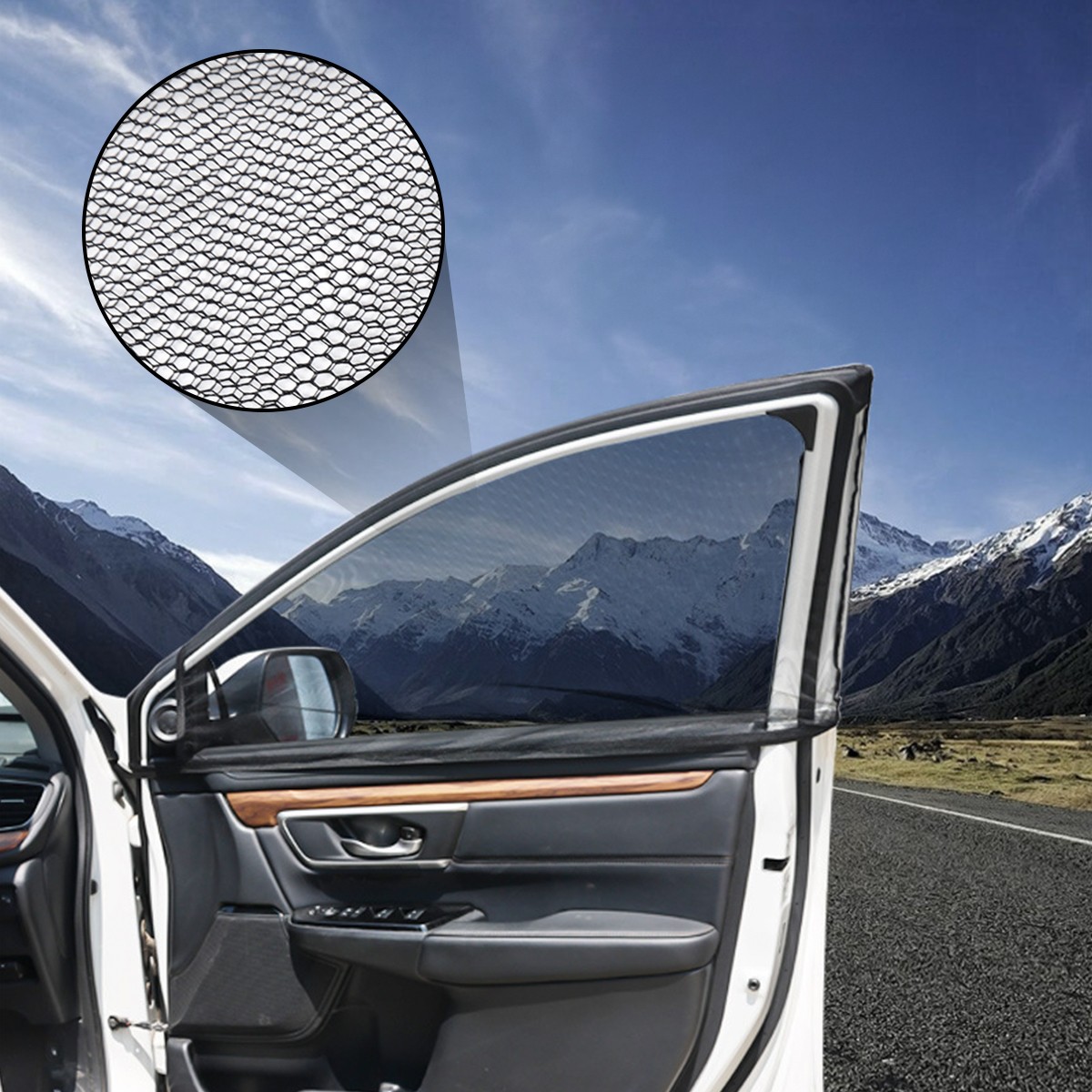 2/4Pcs Car Front Rear Window Mosquito Net Sun Shade UV Protection Mesh for Sedan