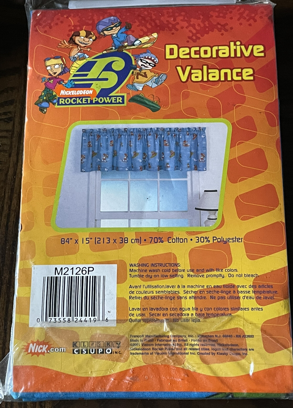 Vintage Nickelodeon Rocket Power Blue Curtain Decorative Valance 84”x15” Rare