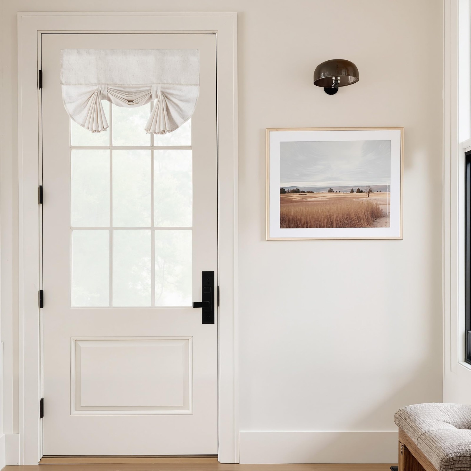 Cream White Linen Door Curtains, 26 X 68 Inch Room Darkening for Glass Window…