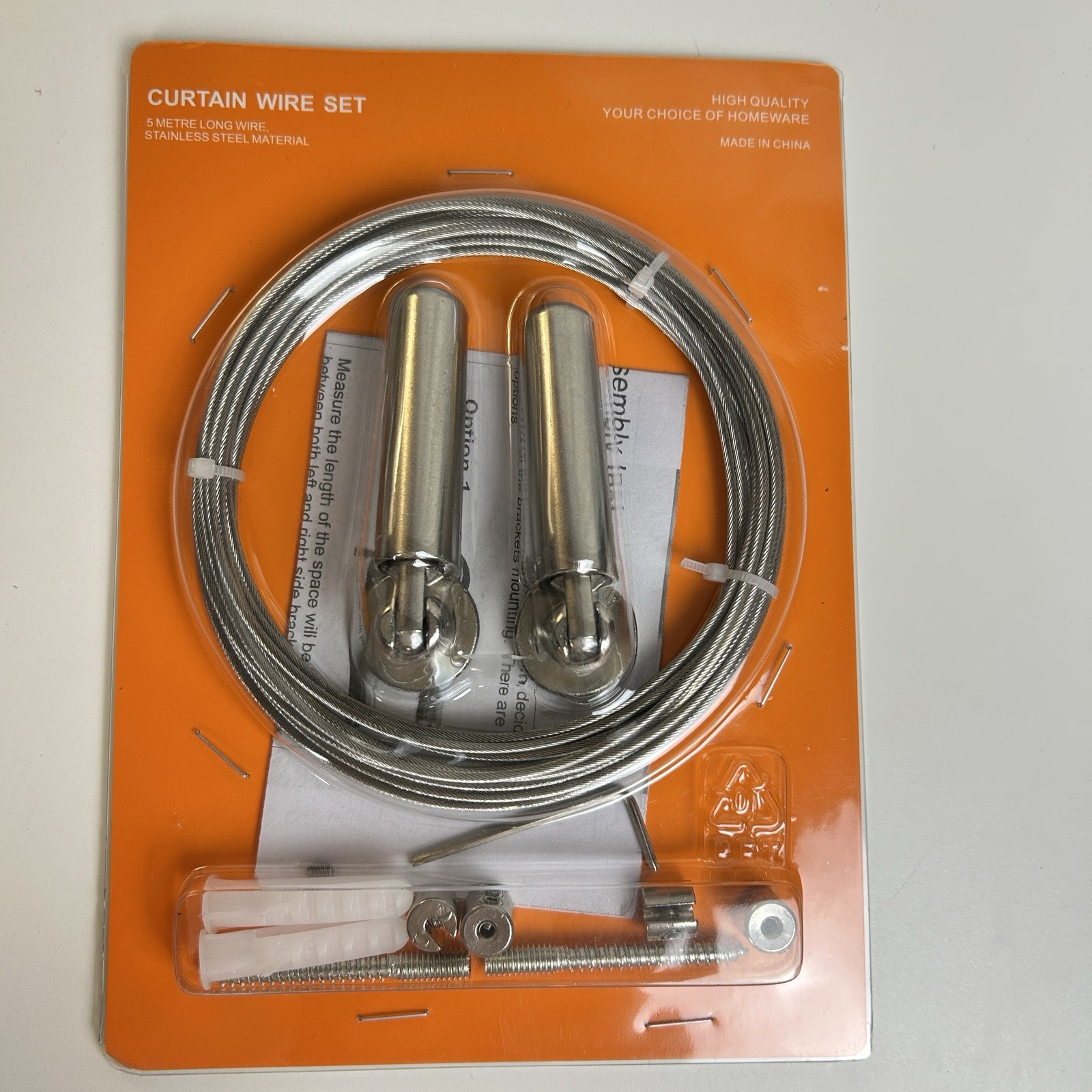 PINOWU 5M Stainless Steel Curtain Wire Rod Set Wall Mount Hanging Cable Kit